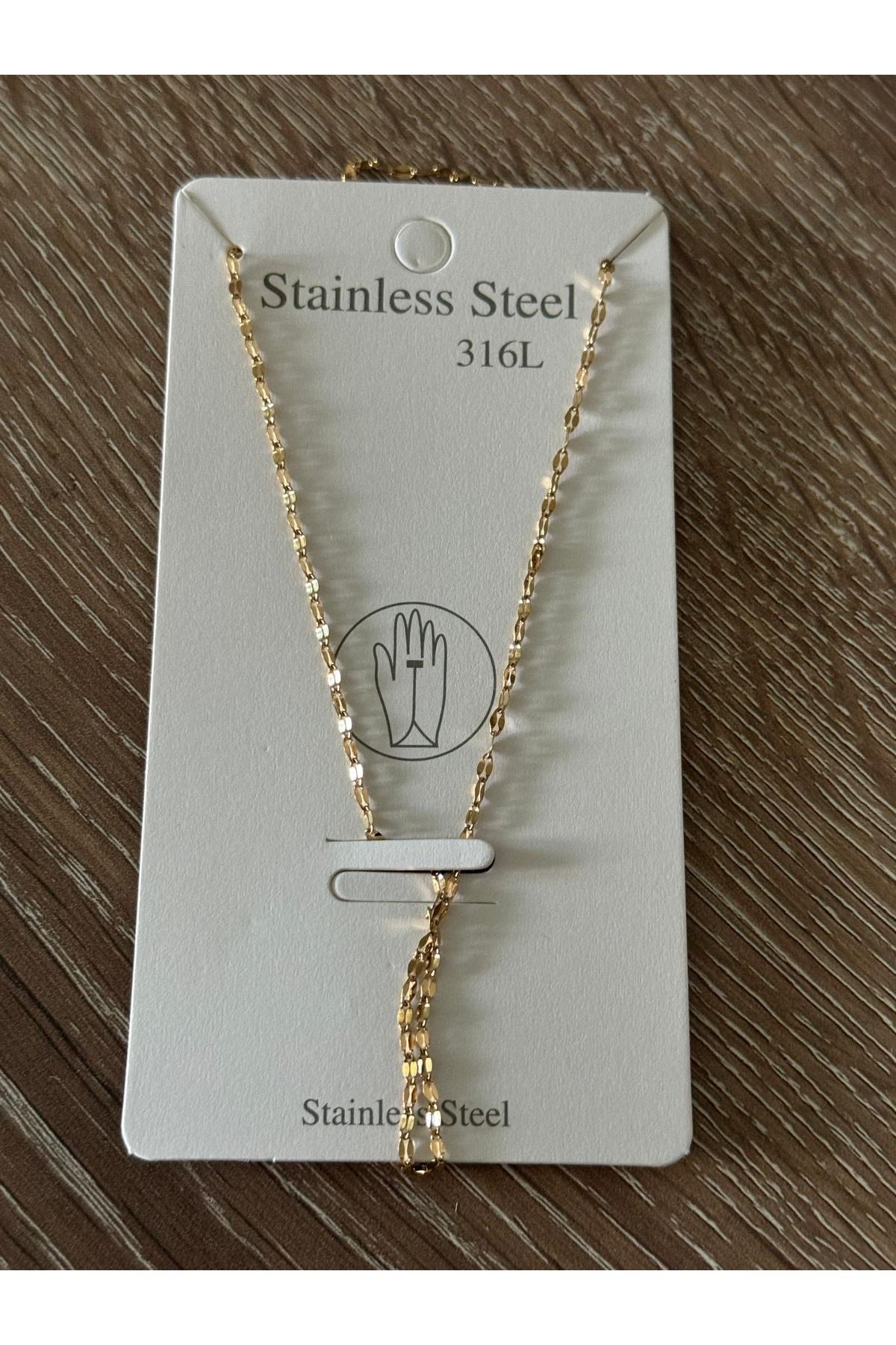misstakıjewerly ÇELİK GOLD RENK ÇİFTE PARLAK DETAYLI ŞAHMERAN