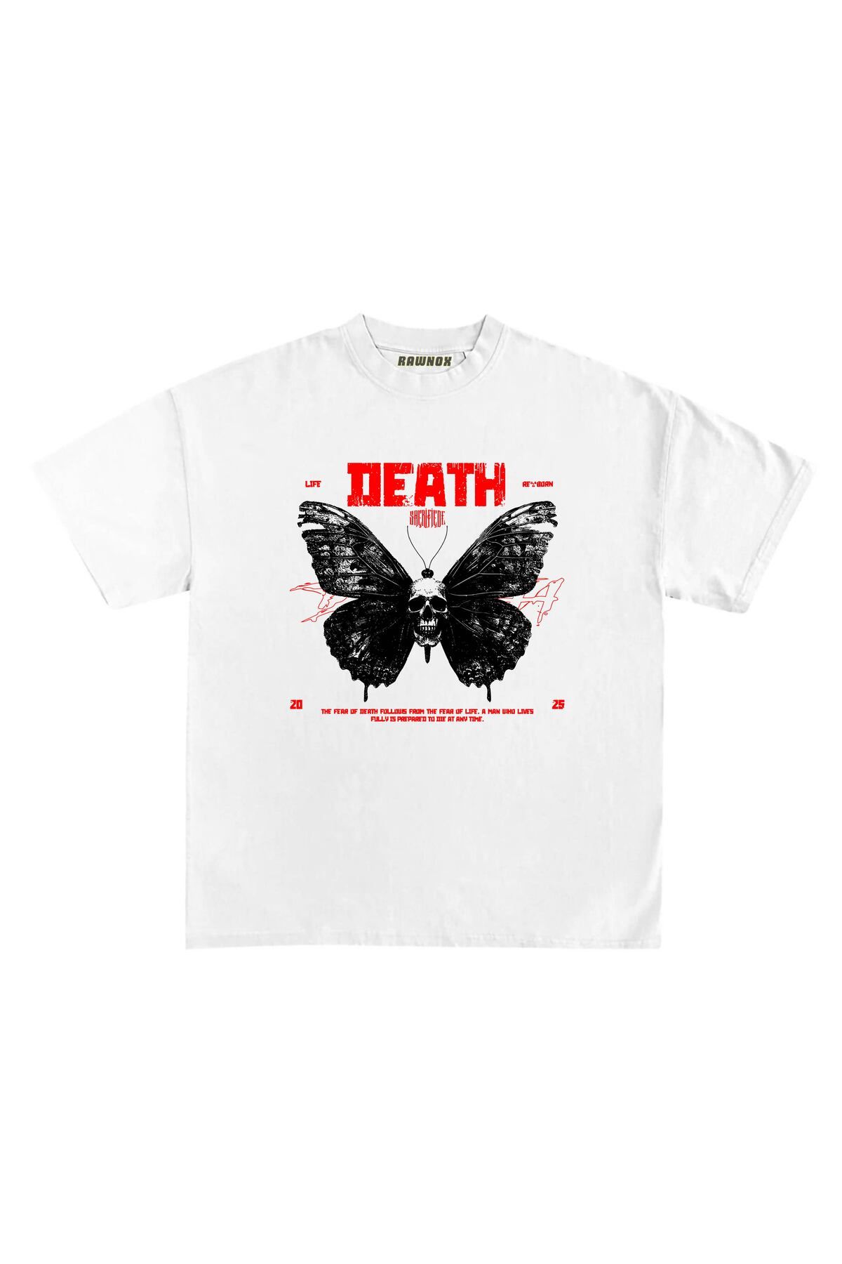 RawNox Unisex Bol Kalıp Death Baskılı T-shirt