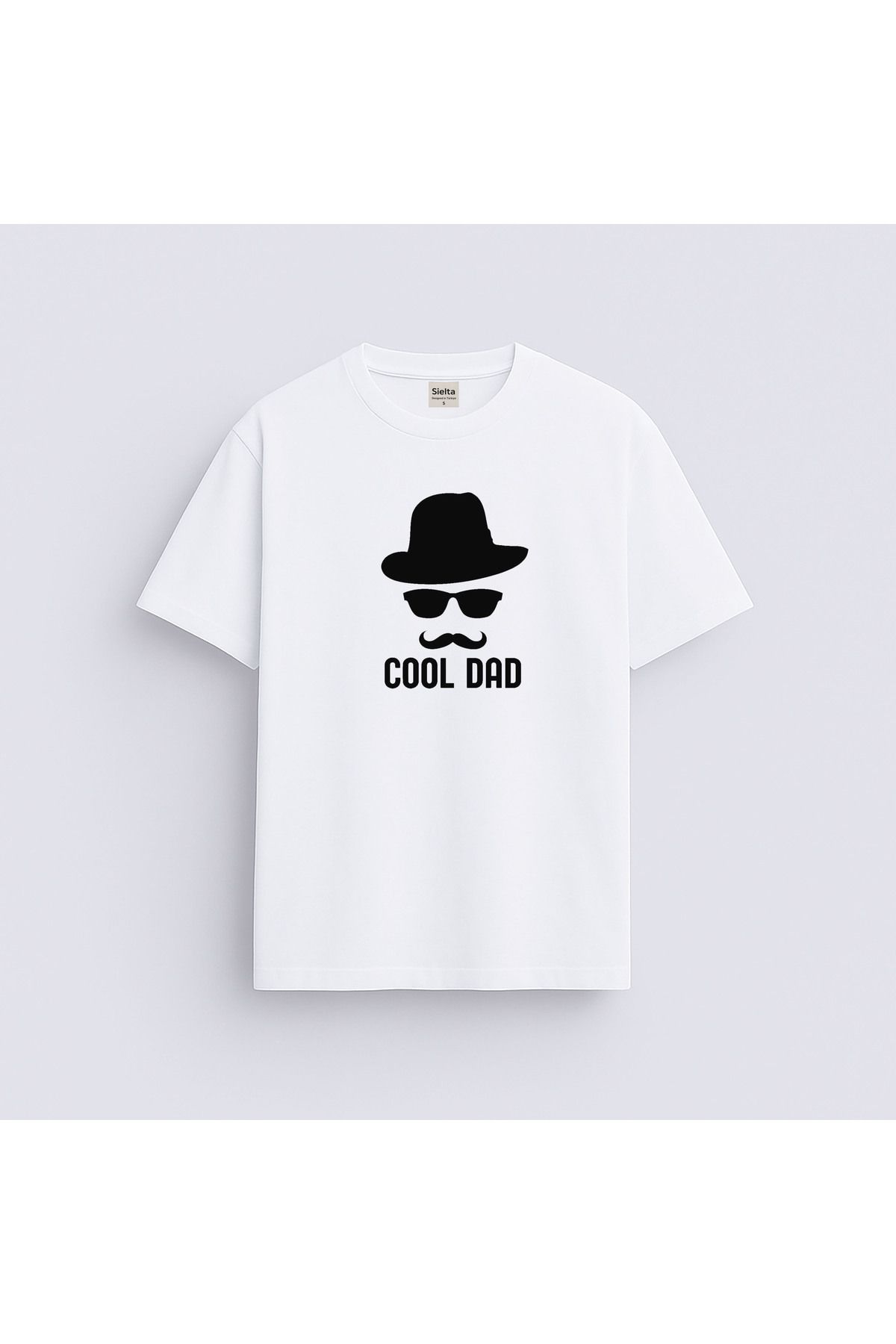 sielta Cool Dad Baba Baskılı Bisiklet Yaka Çocuk Yetişkin Beyaz Tişört T-hsirt