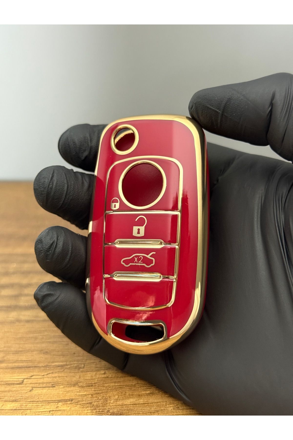 Mavi Keys Fiat Egea Doblo 2024 - 2025 Uyumlu Sustalı 3 Düğmeli Silikon Anahtar Kumanda Koruma Kılıfı – Kırmızı