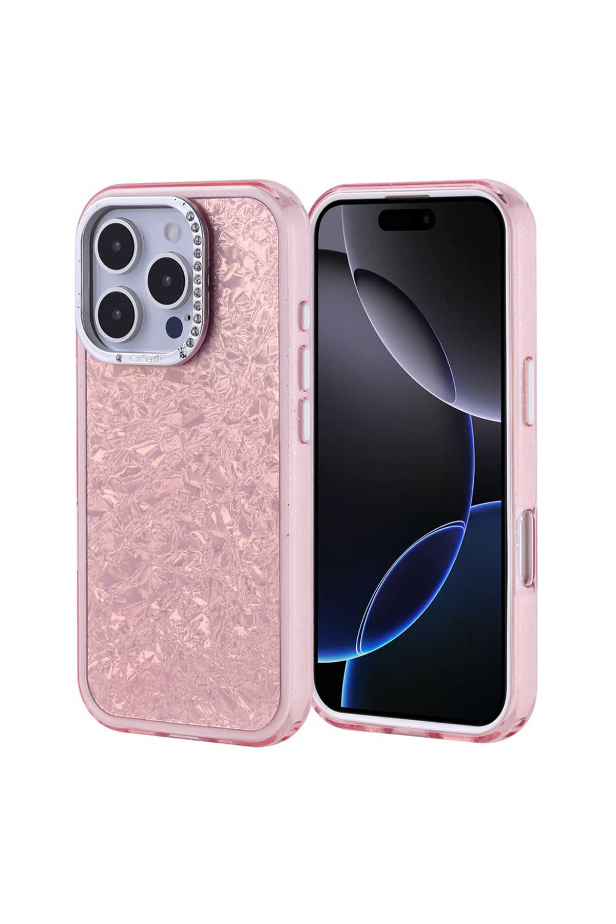 Başkenttekno iPhone 16 Pro Kılıf Taşlı Tasarım Kapi Kapak