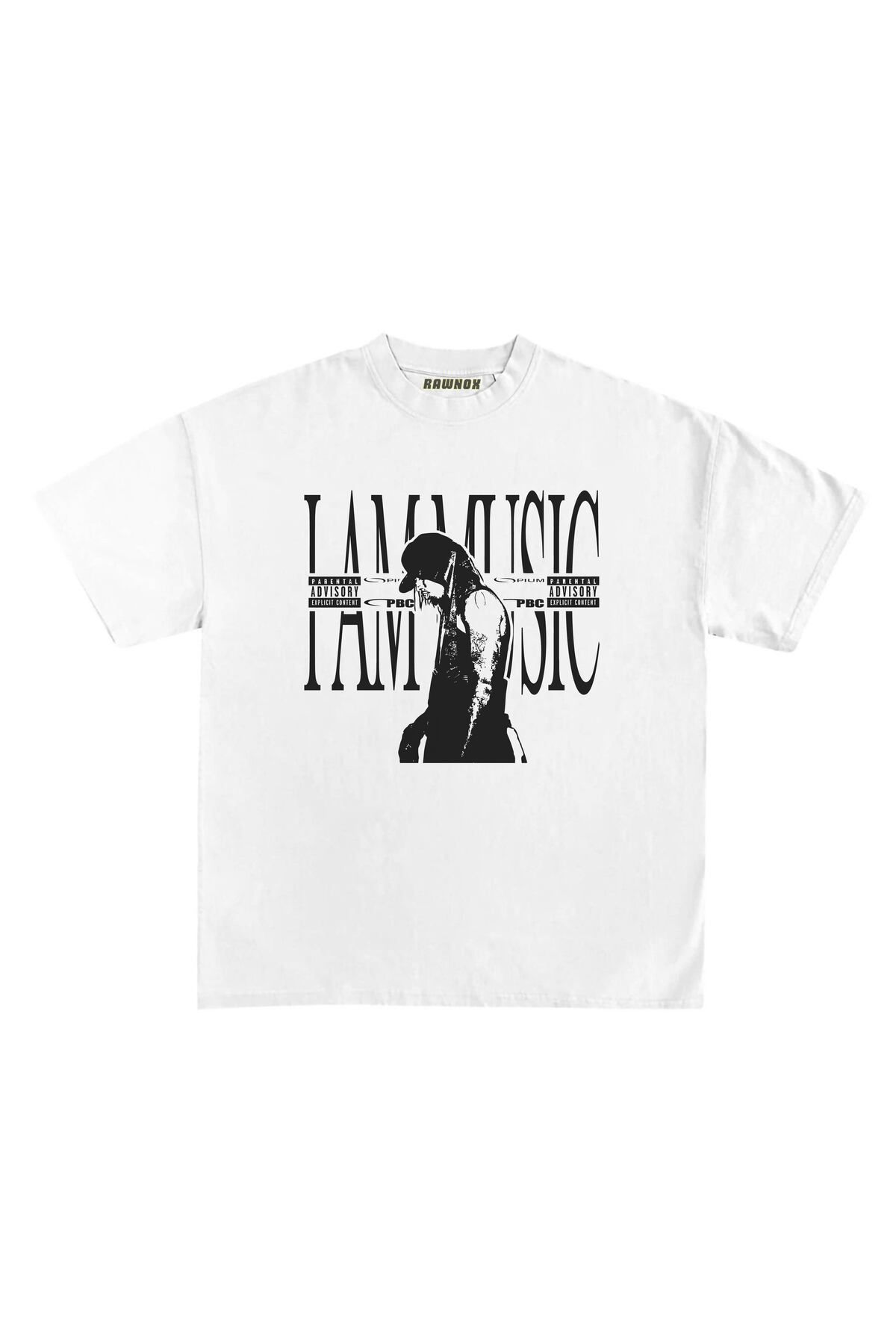 RawNox Unisex Bol Kalıp I Am Music V2 Baskılı T-shirt