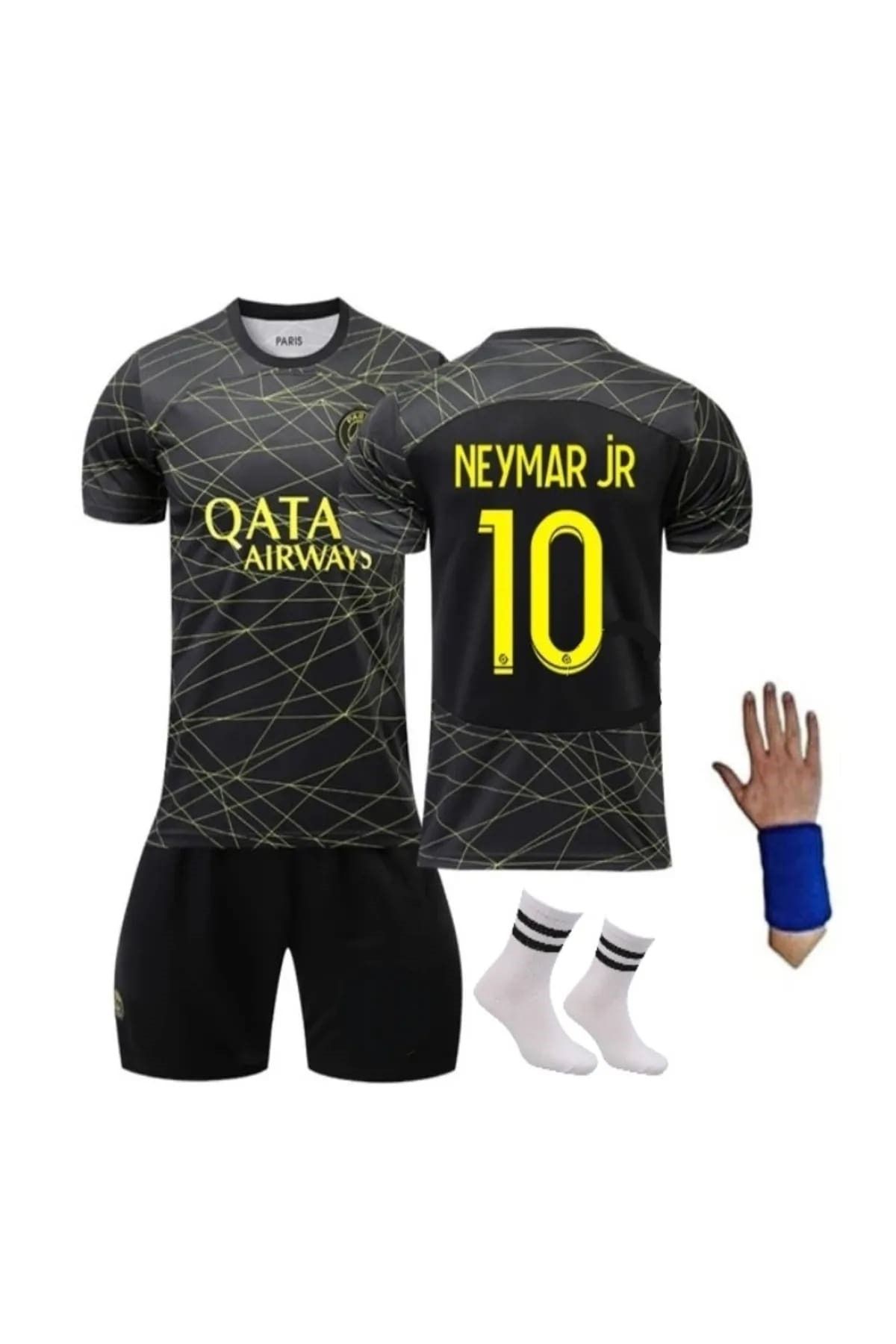 sinmm * PSG 'NEYMAR ÖZEL TASARIM SİYAH-GOLD RENK ÇOCUK ALT-ÜST 2'Lİ TAKIM