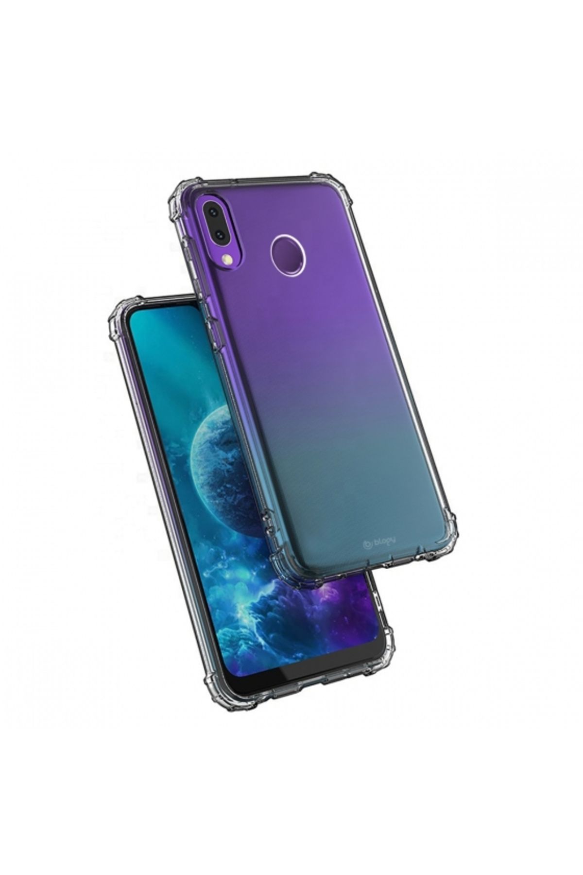 BLOGY P20 Lite ile Uyumlu Crystal Fit Kılıf Smoke Black