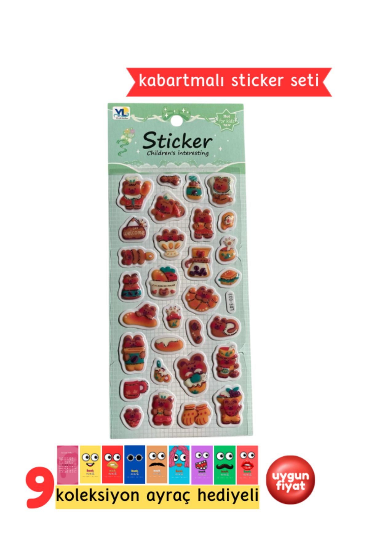 Pembe Pasaj Ayıcık Sticker – Kabartmalı 3D Sticker Etiket - Defter Laptop Ajanda Bullet Journal Sticker