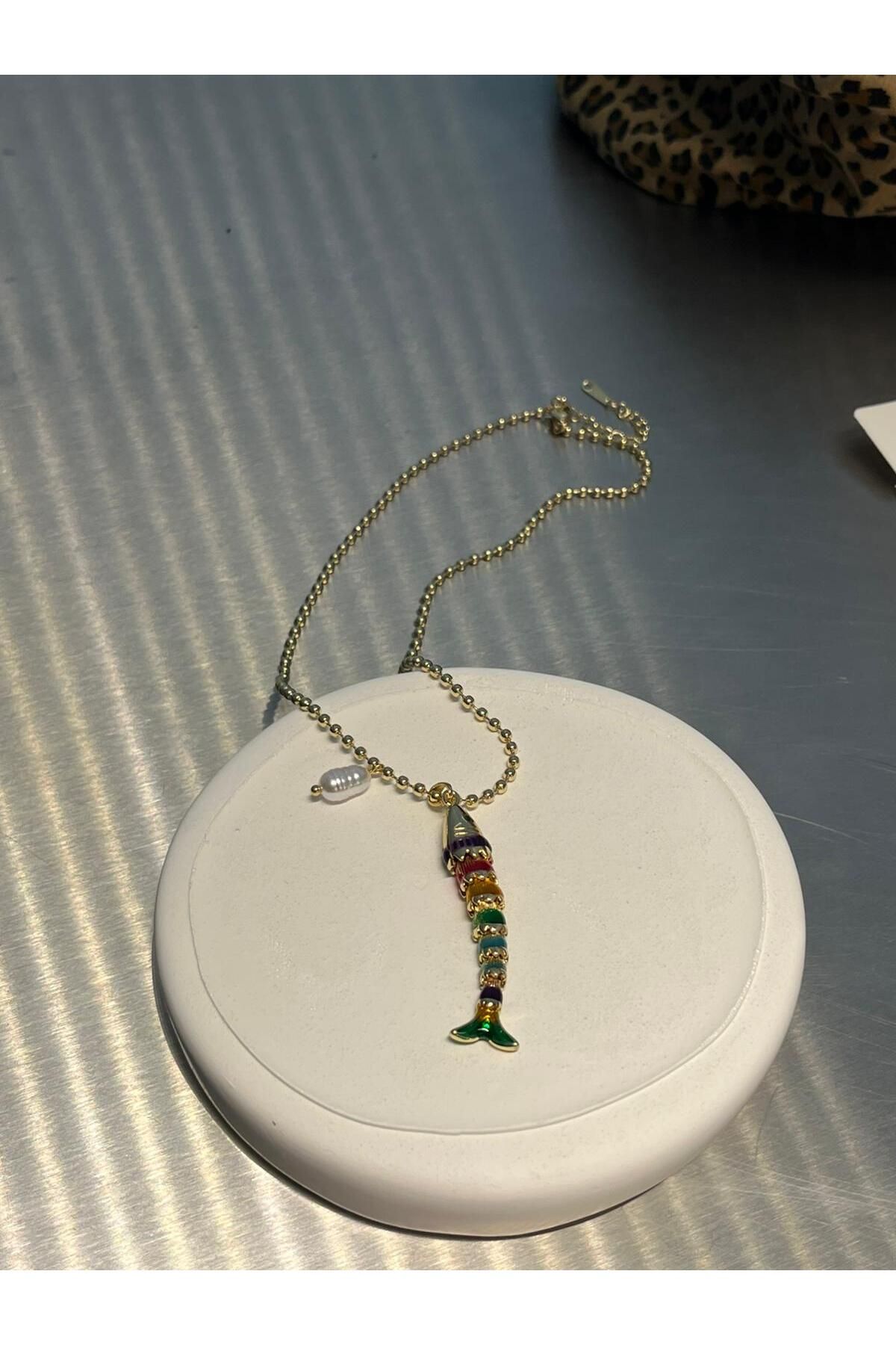 BeGa store Kadın çelik kılçık balık gold kolye