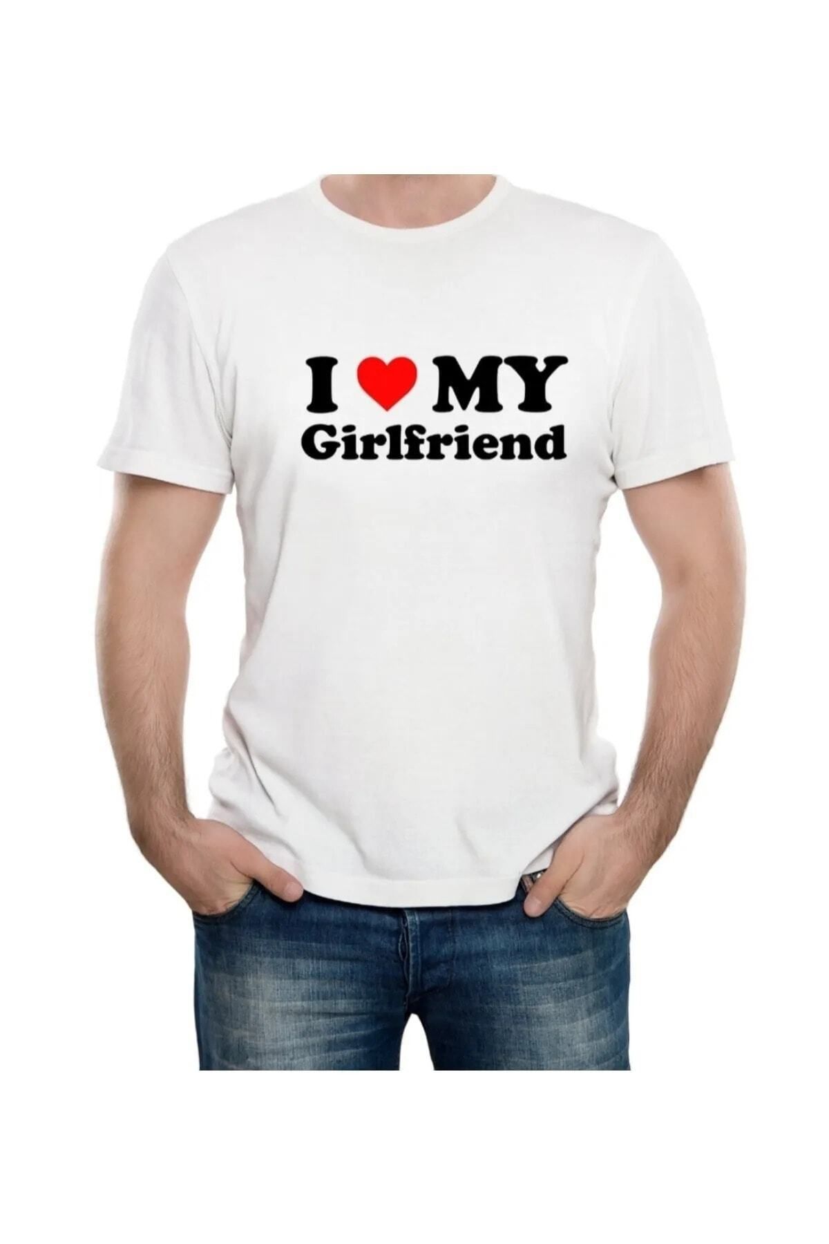 Pisa Art Erkek Oversize I Love My Girlfrıend Baskılı Tişört