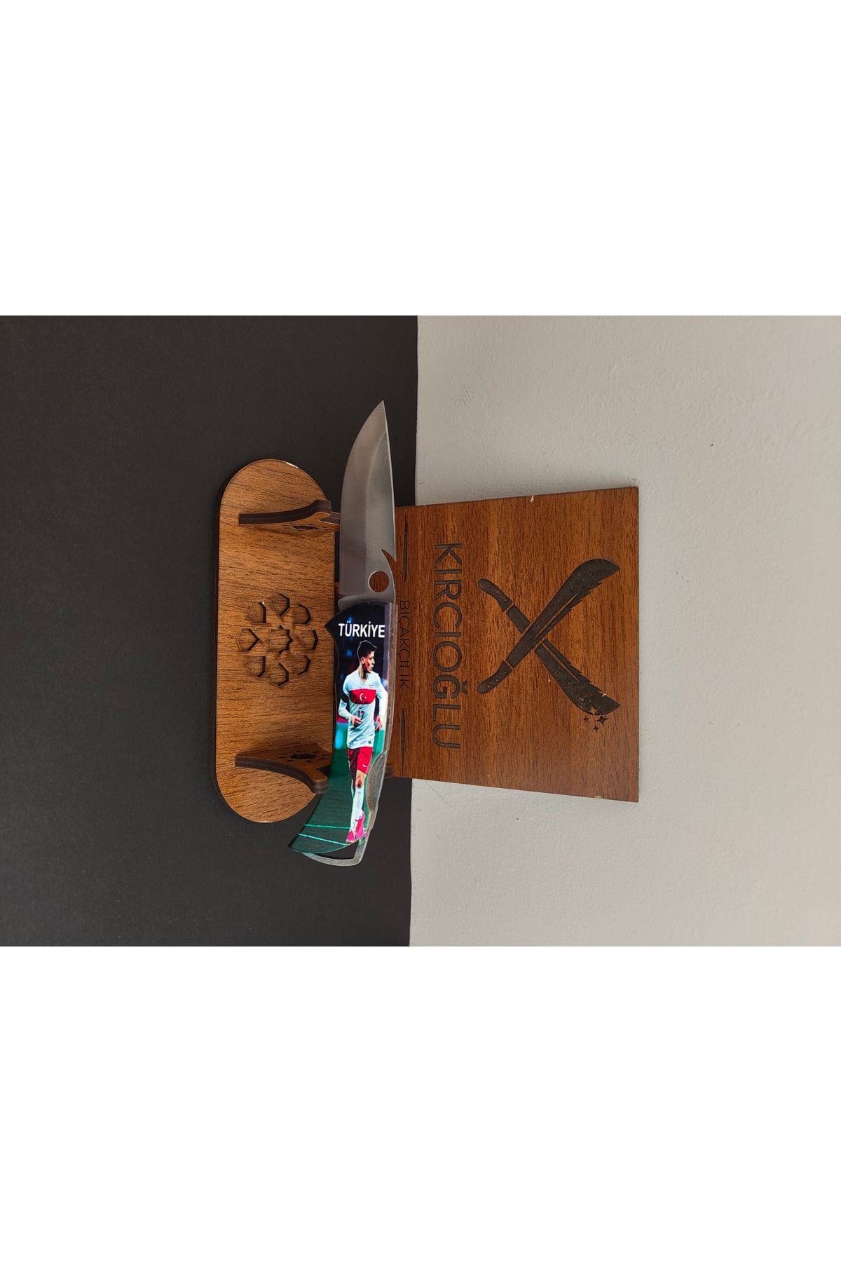 Krc Knife Ahşap Kabze Baskılı Kamp Çakısı