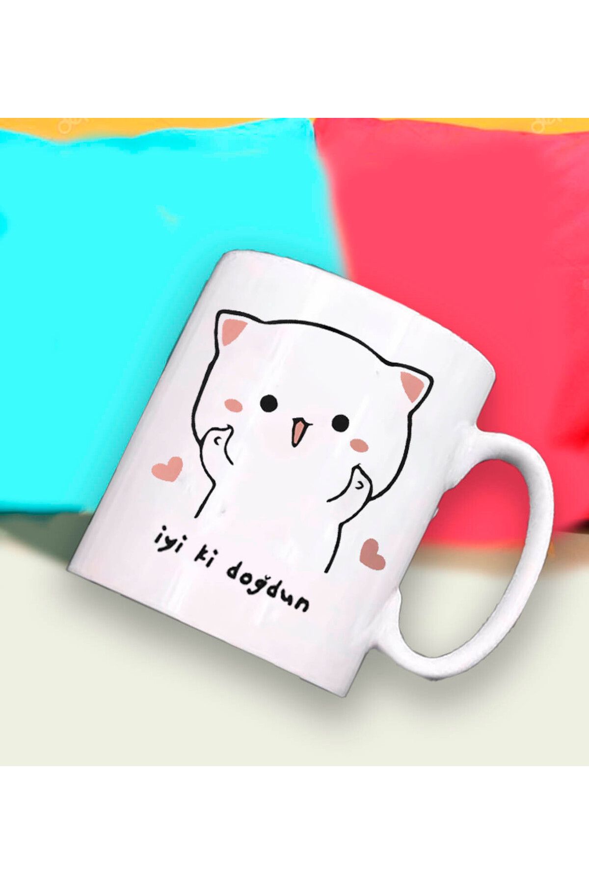 RETROGO Sevimli Kedi Doğum Günü Hediyesi Kupa