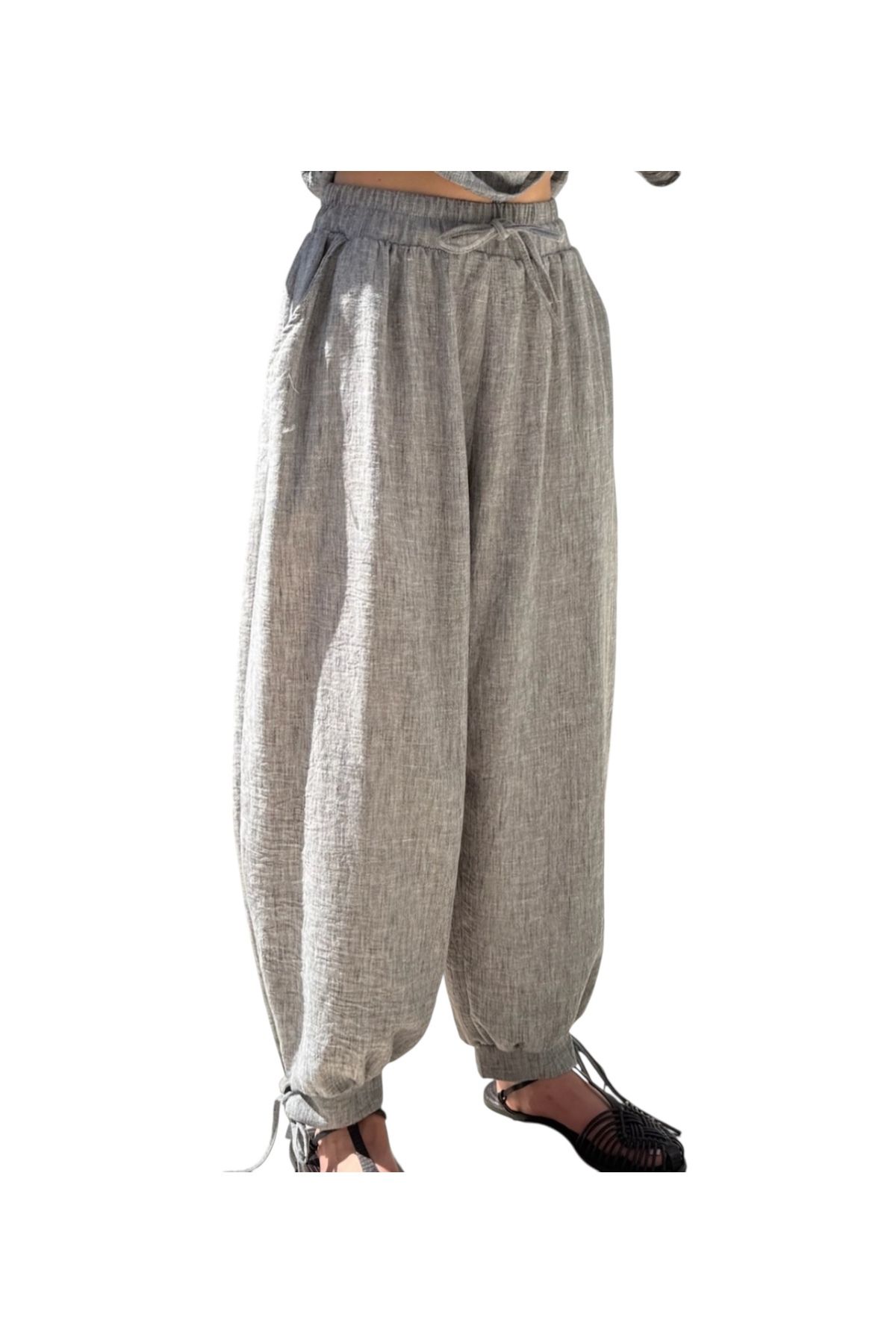 PHUTİ COLLECTION KETEN PAÇASI BAĞLI PANTOLON