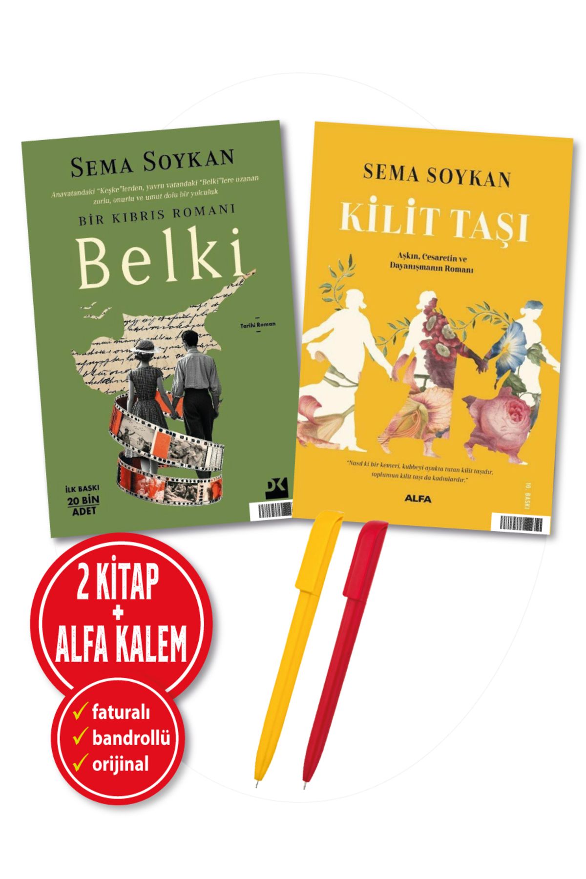 Doğan Kitap Alfa Kalem+ Sema Soykan 2 Kitap (Kilit Taşı+Belki) Roman  Doğan Kitap