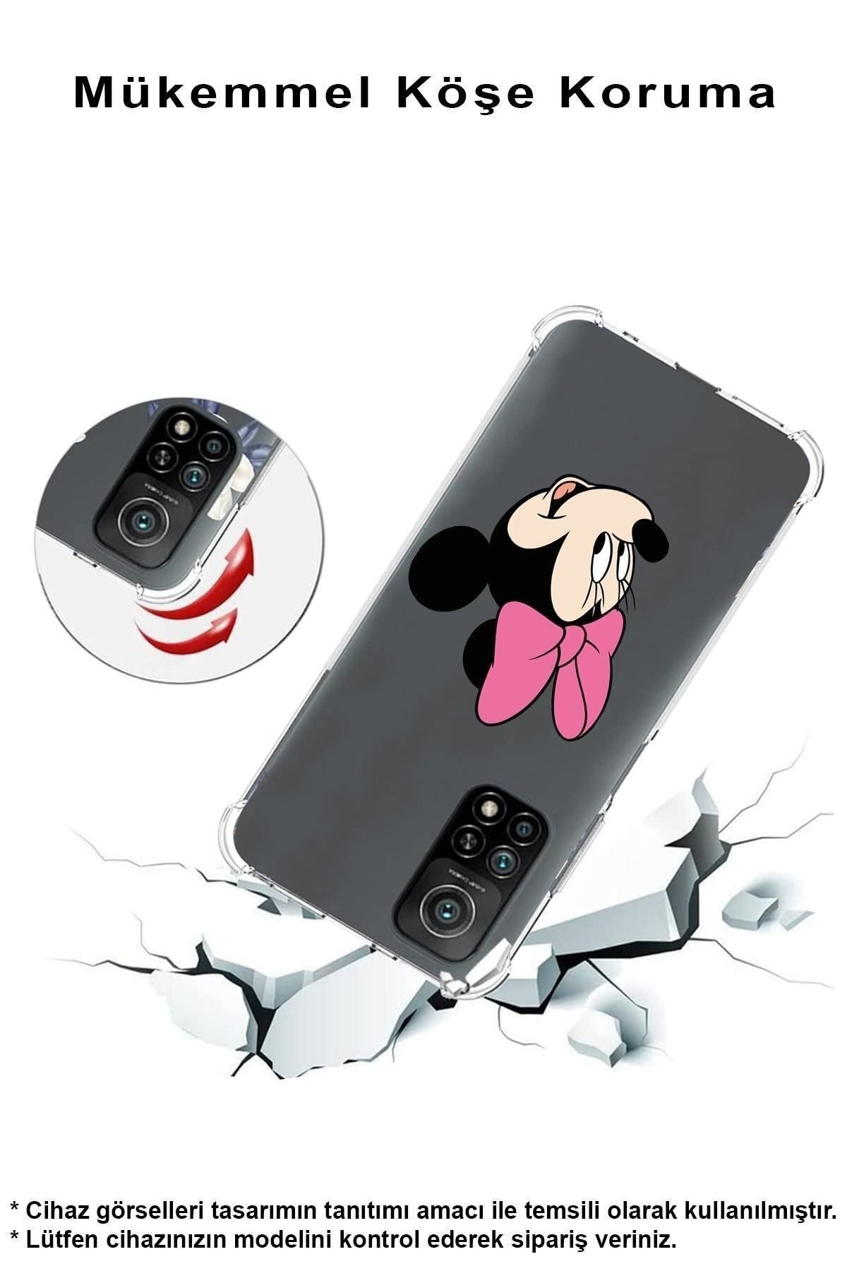 PrintiFy Samsung Galaxy S23 Ultra ile Uyumlu Köşe Korumalı Antişok Kapak Minnie Mouse Tasarımlı Kılıf