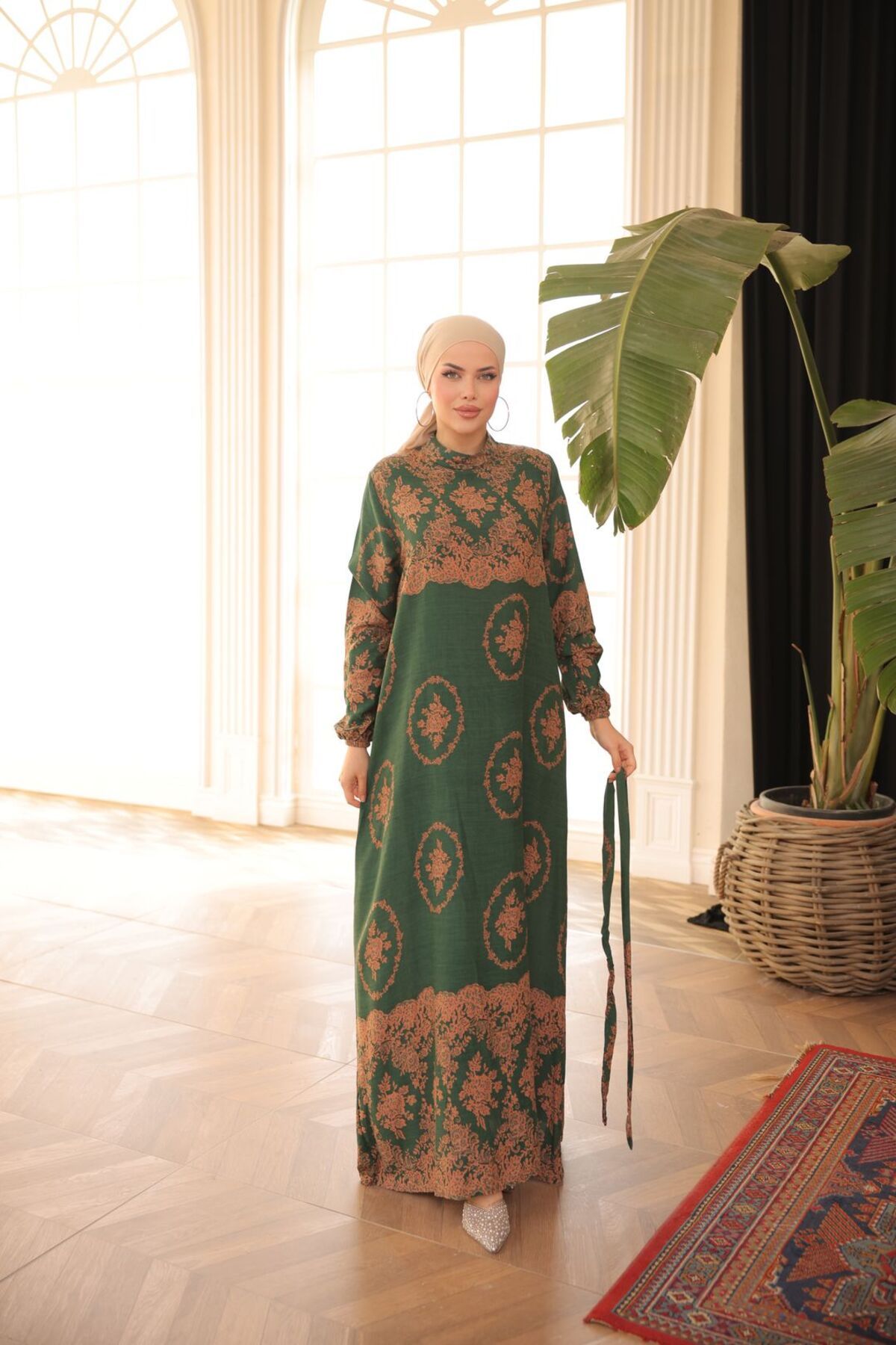 Nissra Ankanoor Barok Desenli Viskon Elbise Anka25zv5