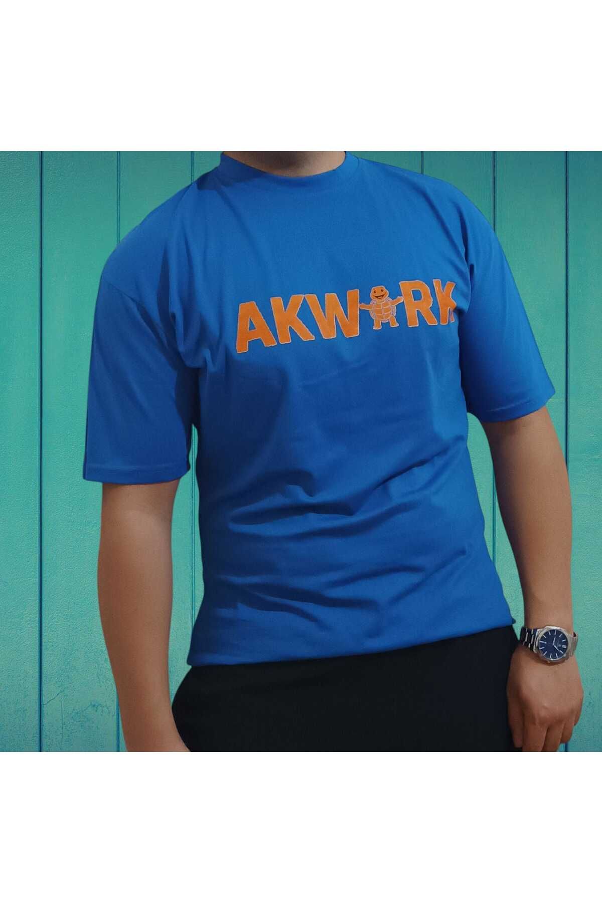 shop BİSİKLET YAKA OVERSİZE AKWORK BASKILI T-SHİRT