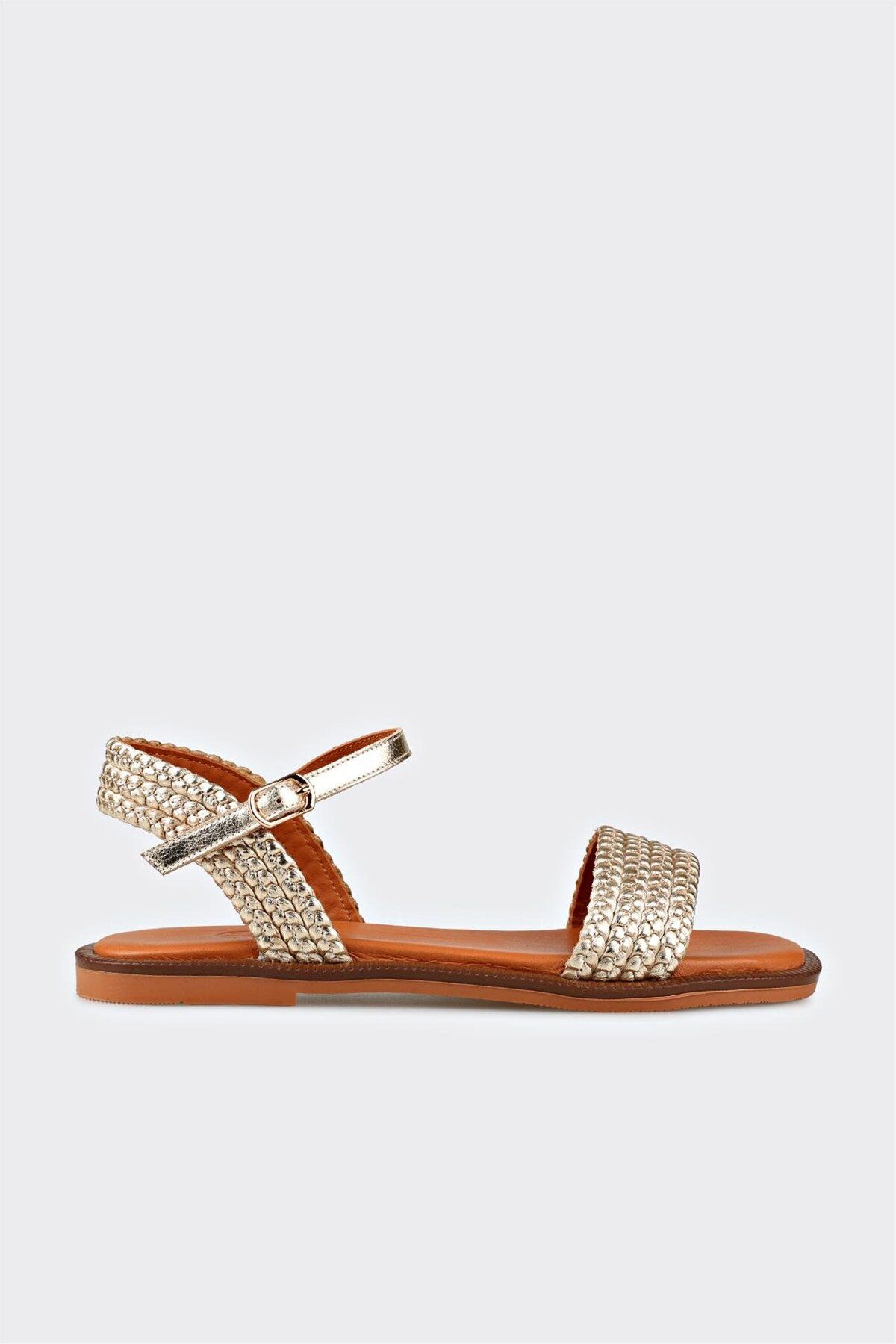 Elle Shoes Gold Deri Kadın Günlük Ayakkabı