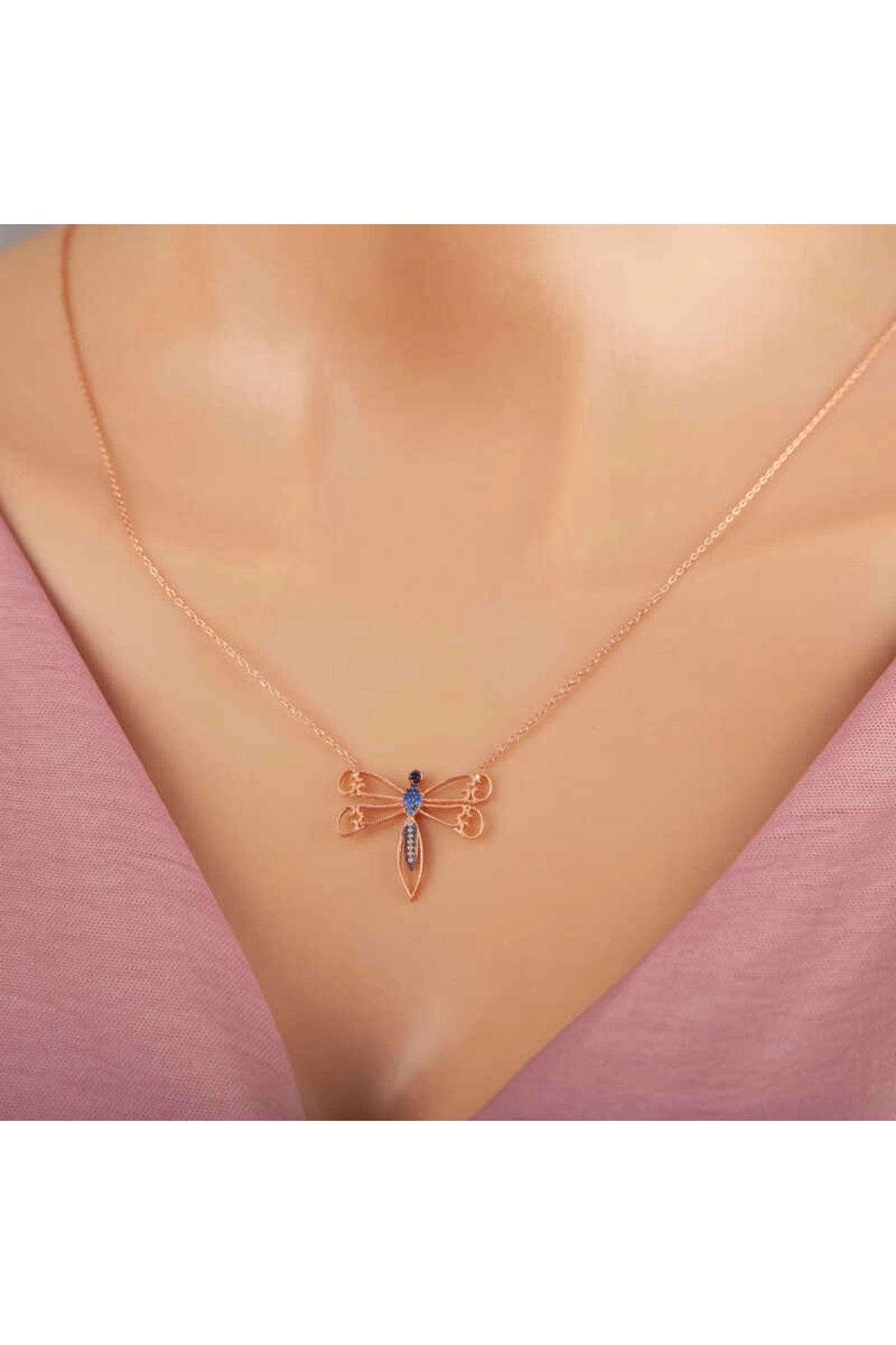 minaydan 925 Ayar Gümüş Rose Yusufçuk Kadın Gümüş Kolye