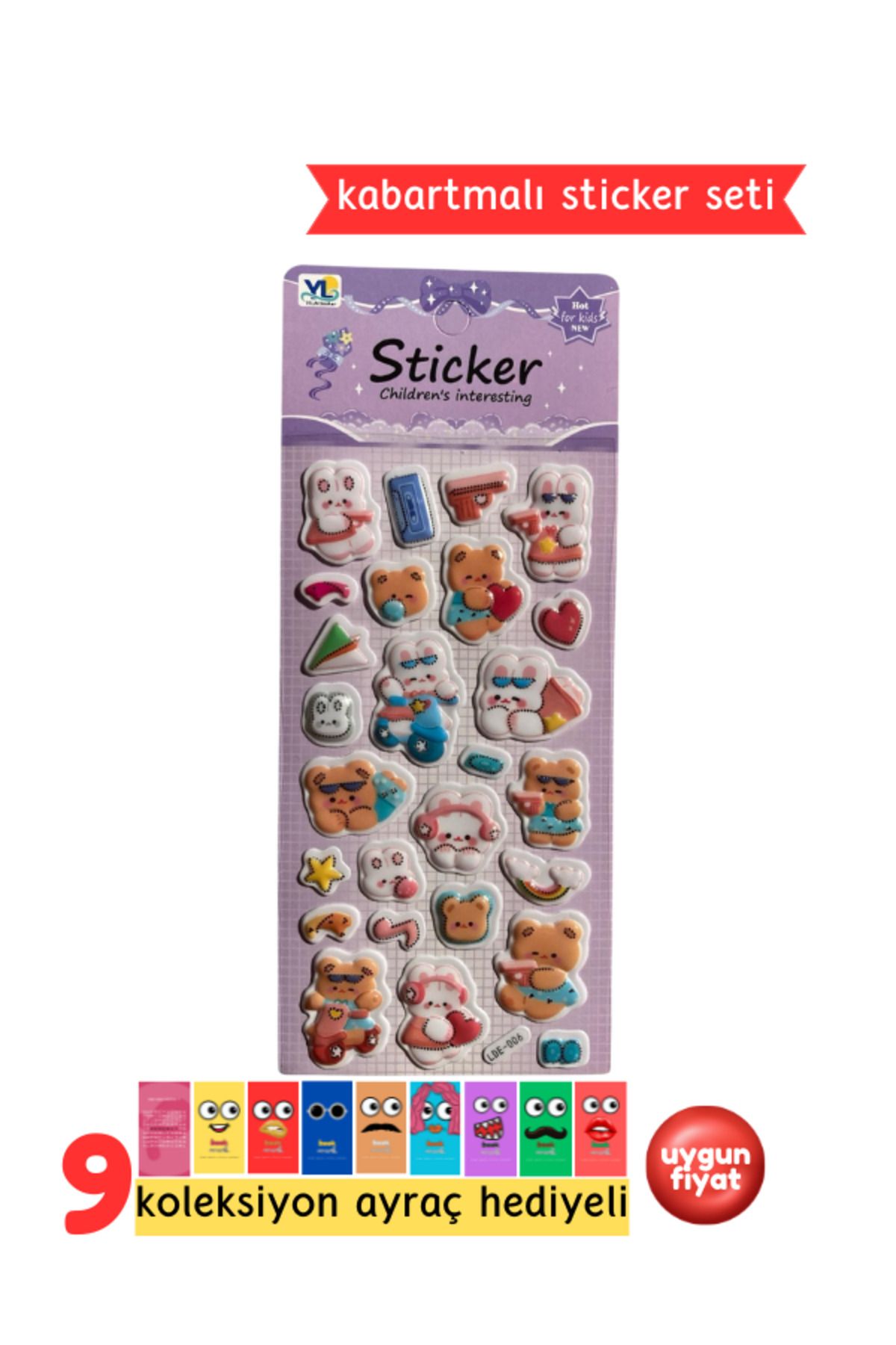 Pembe Pasaj Tavşan Temalı Sticker – Kabartmalı 3D Sticker Etiket - Defter Laptop Ajanda Bullet Journal Sticker