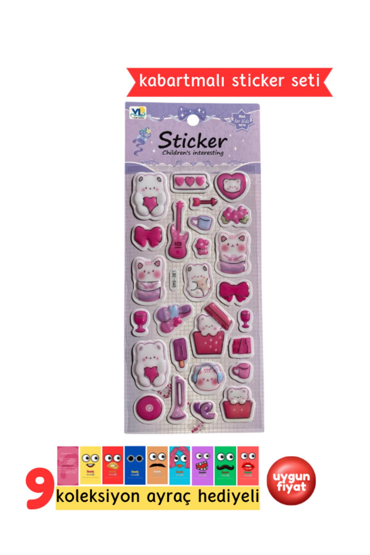 Pembe Pasaj Pembe Temalı Sticker – Kabartmalı 3D Sticker Etiket - Defter Laptop Ajanda Bullet Journal Sticker