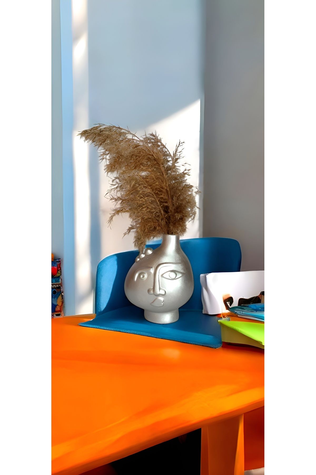 rubbyhome yüz desenli dekoratif vazo