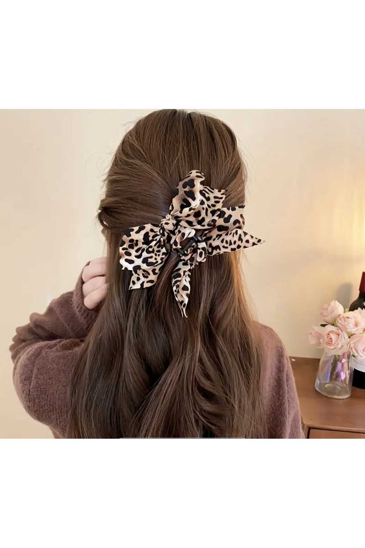 Bacoss KAHVERENGİ LEOPAR DESEN FİYONK TASARIM MANDAL TOKA (BC-1214)