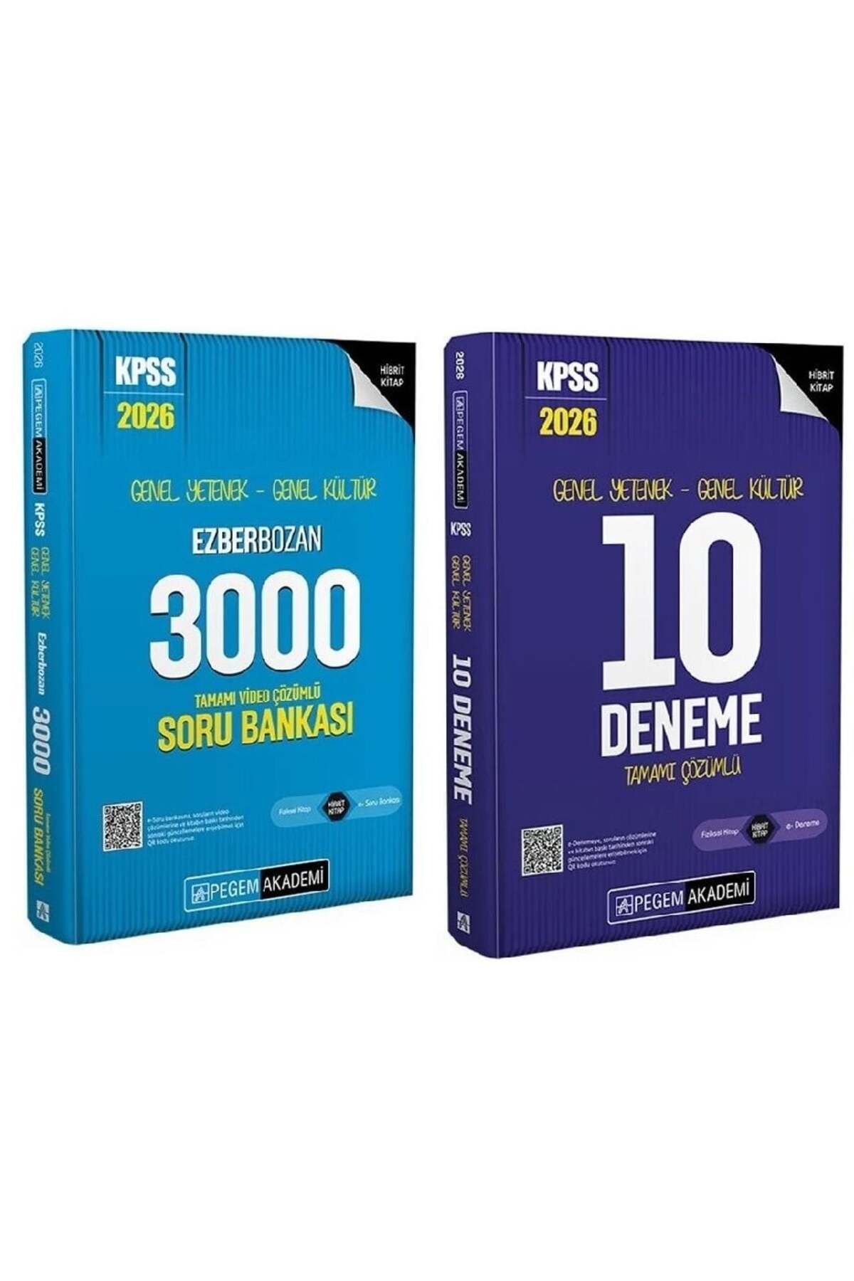 Makro Kitabevi Yayınları Pegem 2026 KPSS GK-GY EZBERBOZAN 3000 Soru Bankası+10 Deneme 2li Set