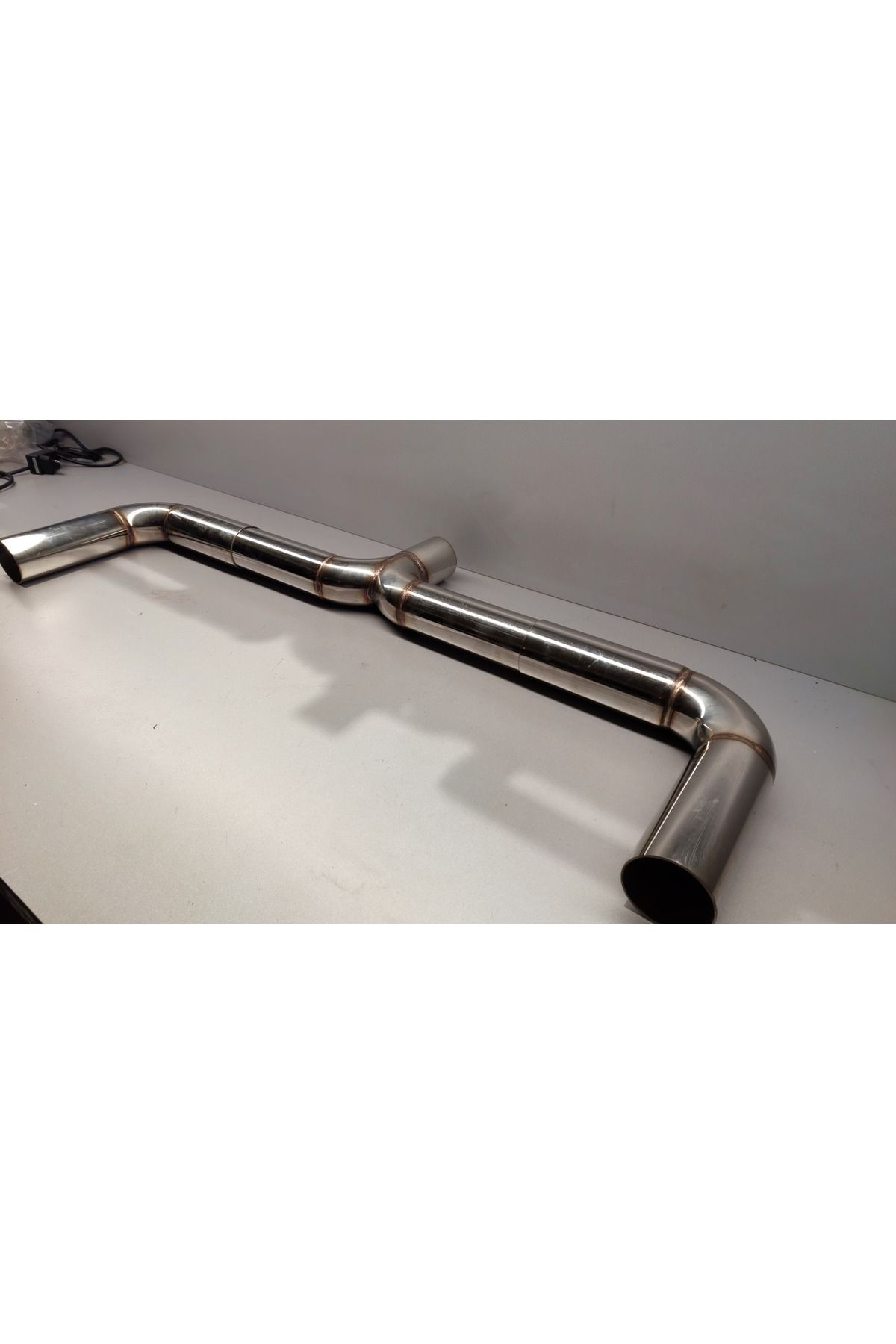 AKTegzoz Her araca uyumlu çift çıkış için Full krom Y pipe