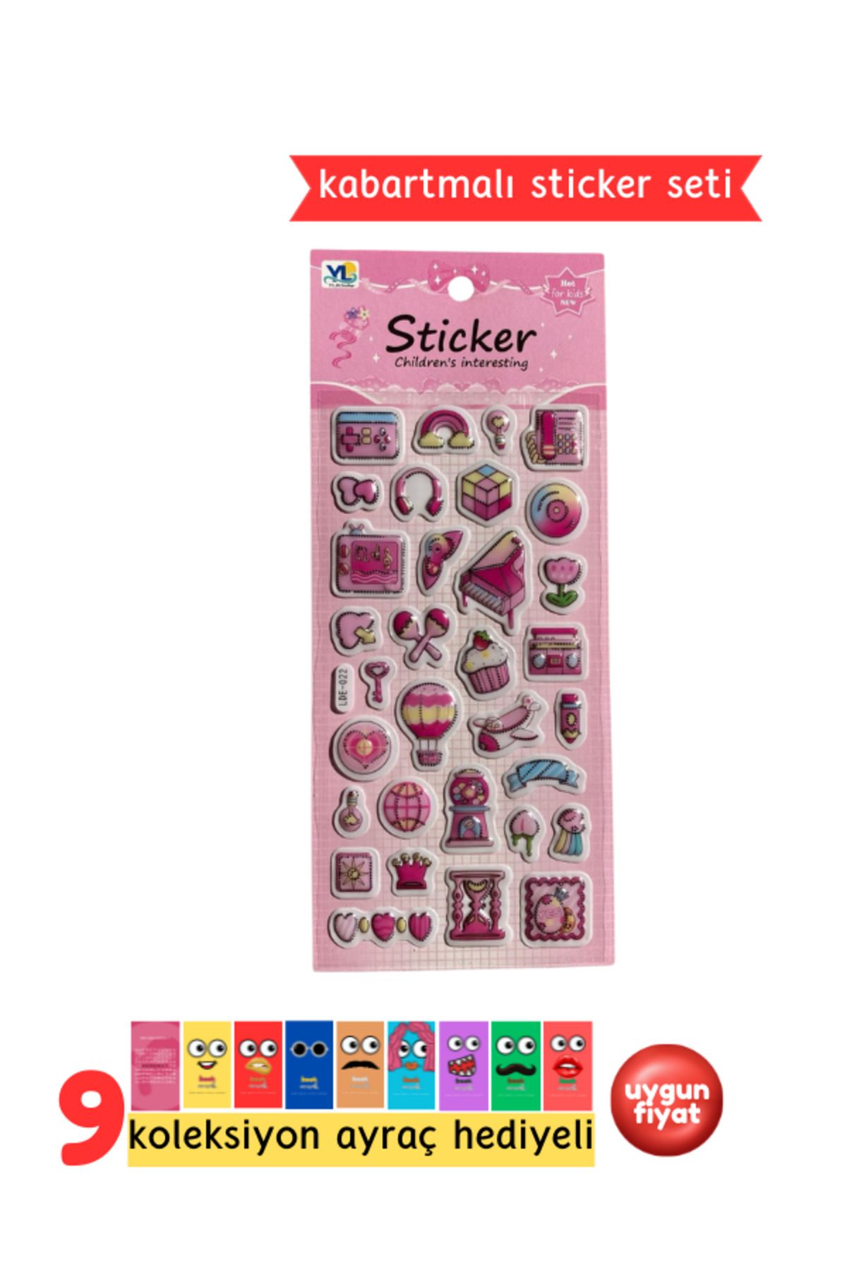 Pembe Pasaj Sticker Seti – Kabartmalı 3D Sticker Etiket - Defter Laptop Ajanda Bullet Journal Sticker