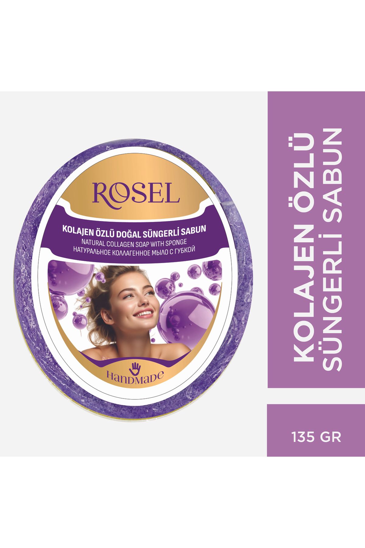 rosel Kolajen Özlü Süngerli Doğal Sabun