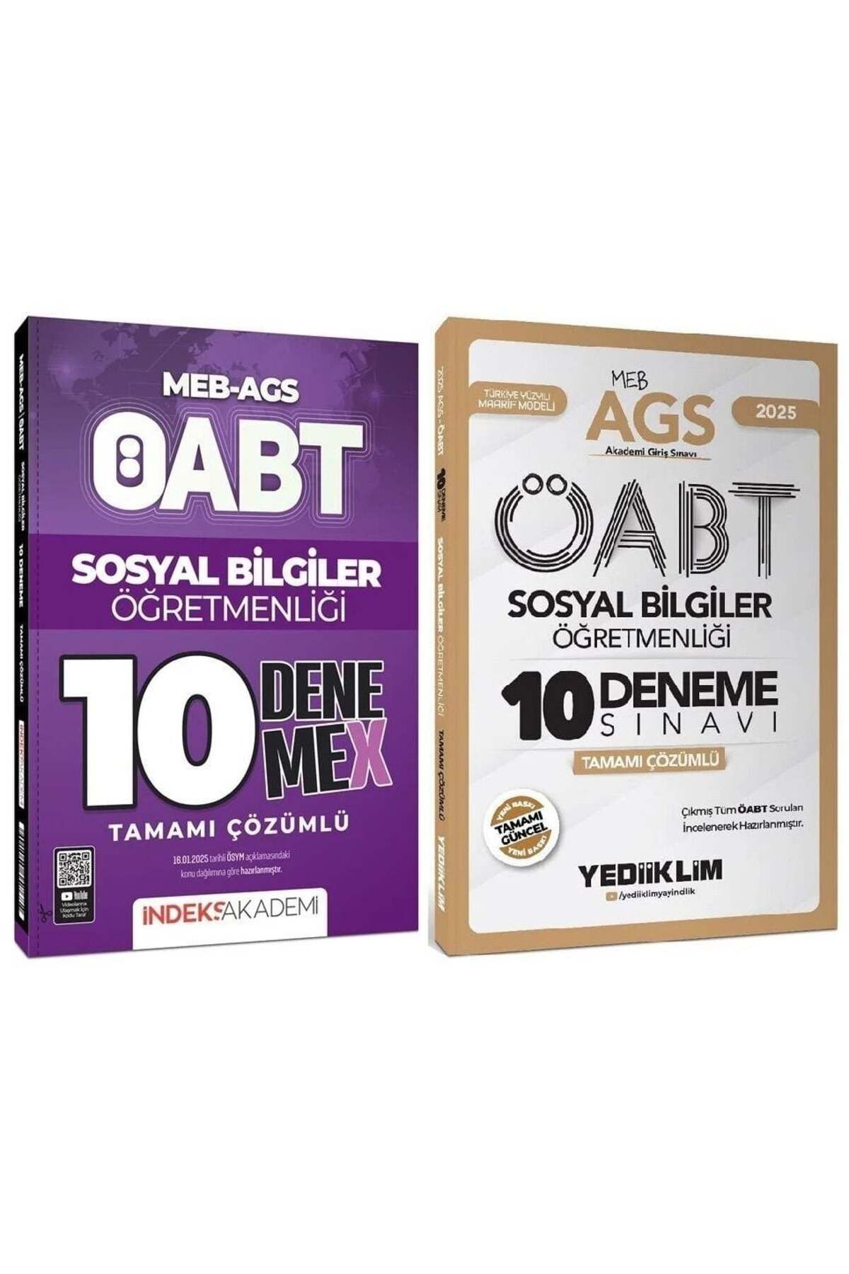 Makro Kitabevi Yayınları Yediiklim + İndeks 2025 ÖABT MEB-AGS Sosyal Bilgiler Öğretmenliği 10+10 Deneme 2 li