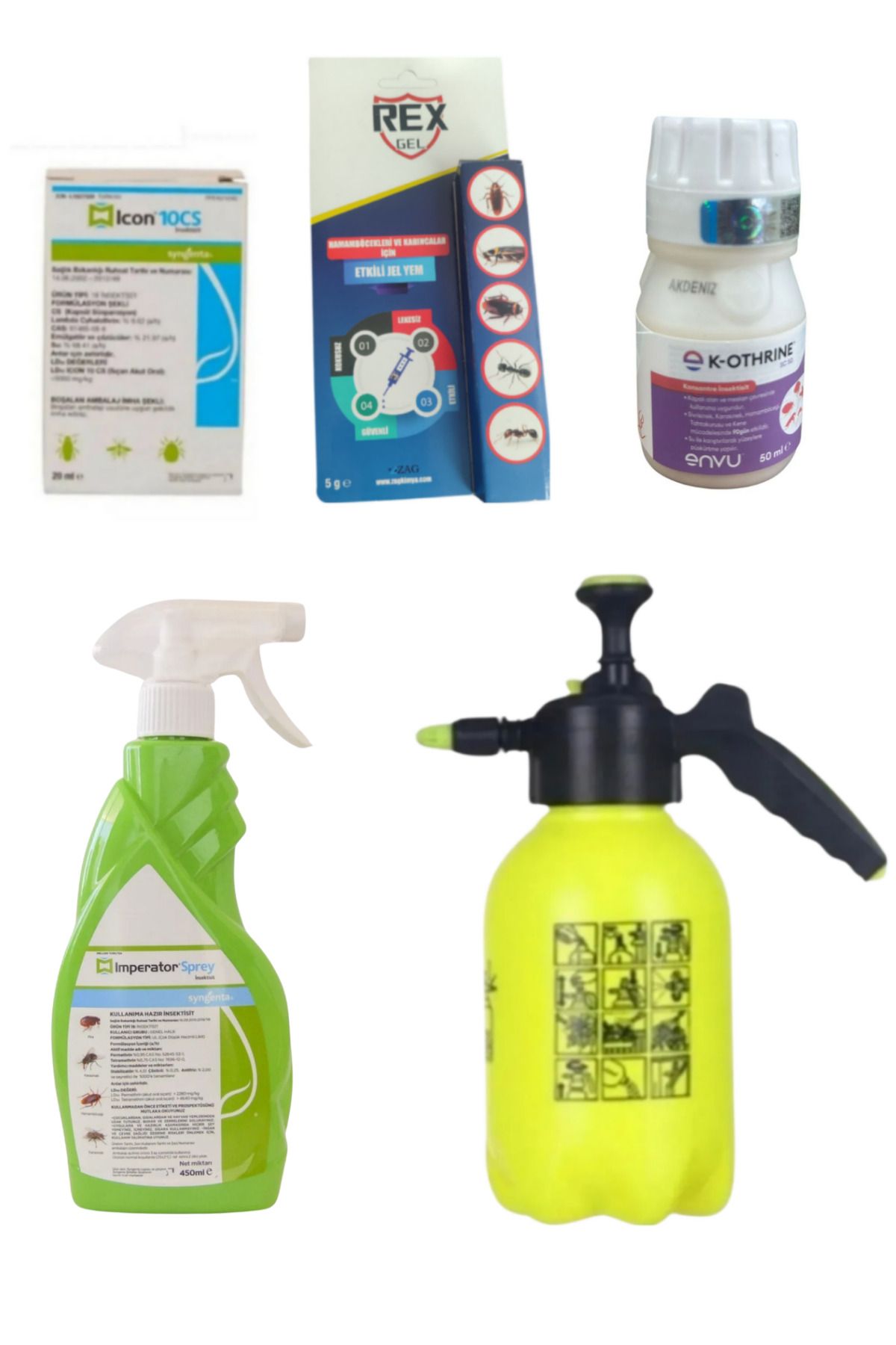 Icon Kalorifer Böceği Sivrisinek İlaçlama Seti/Icon-RexGel-İmperator Sprey-K-Othtrine-2LT Pomp