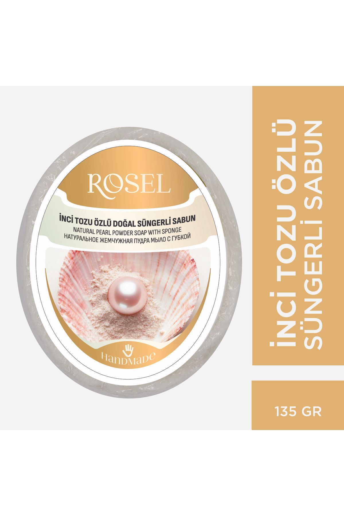 rosel İnci Tozu Özlü Süngerli Doğal Sabun