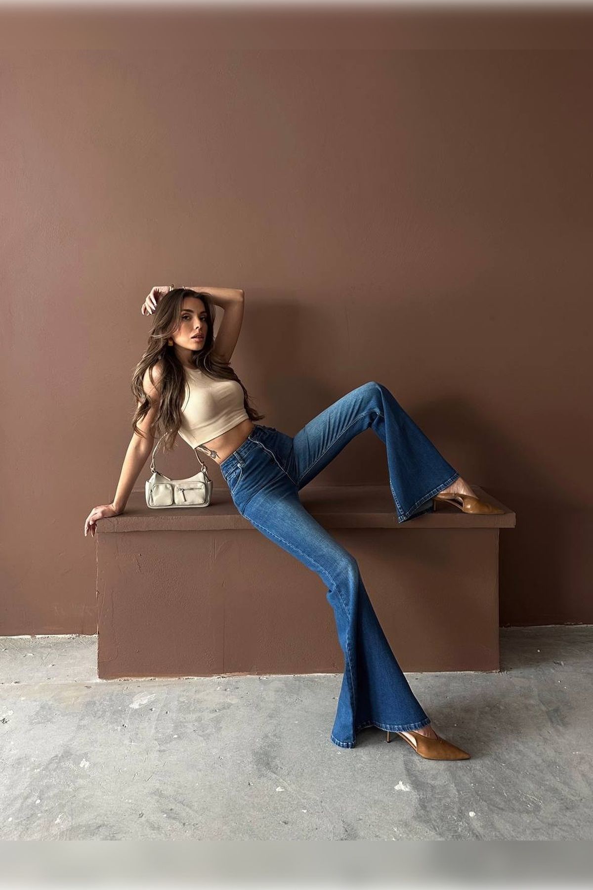 Harmony Extra Geniş Paça Yüksek Bel Likralı İspanyol Jeans