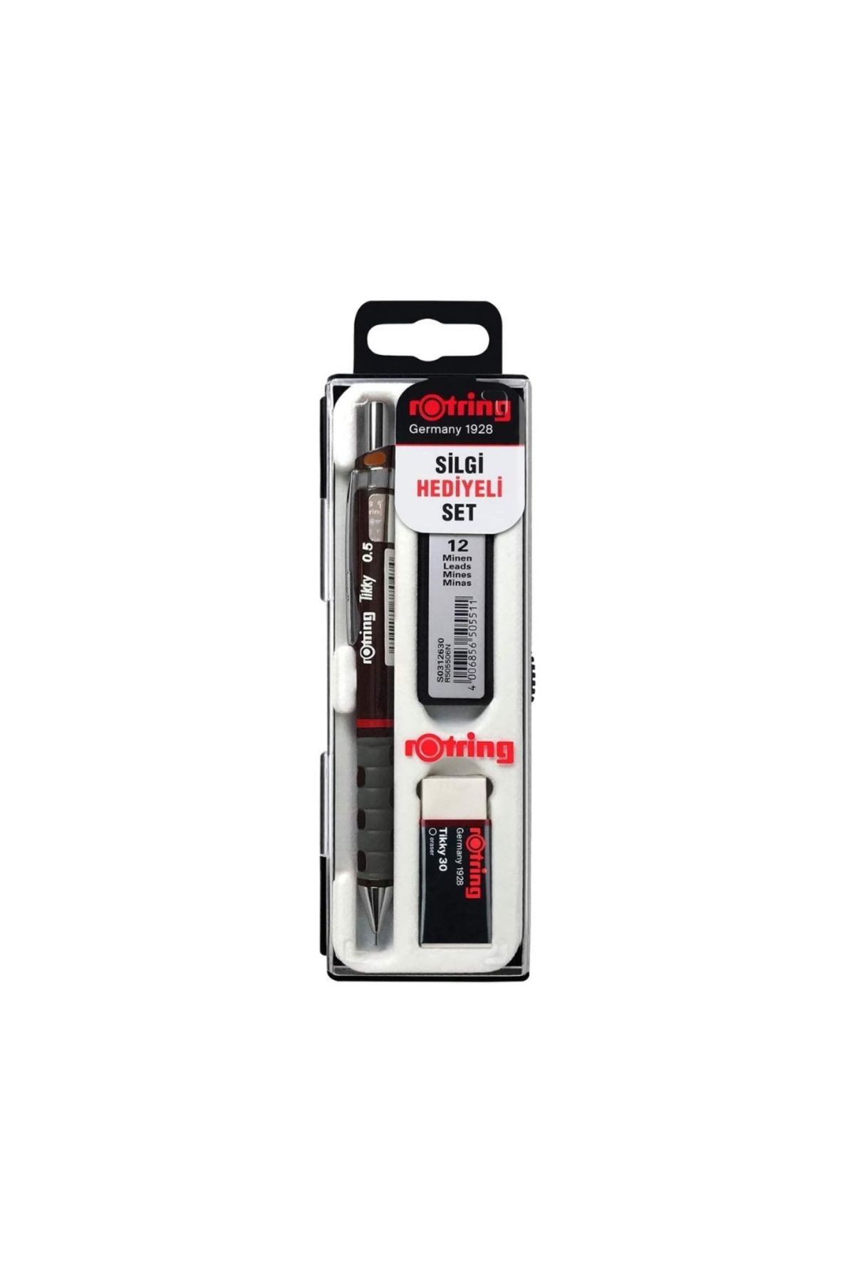 Rotring Tikky Versatil Okul Seti, 0.5 mm, Bordo, Silgi ve Uç Hediyeli