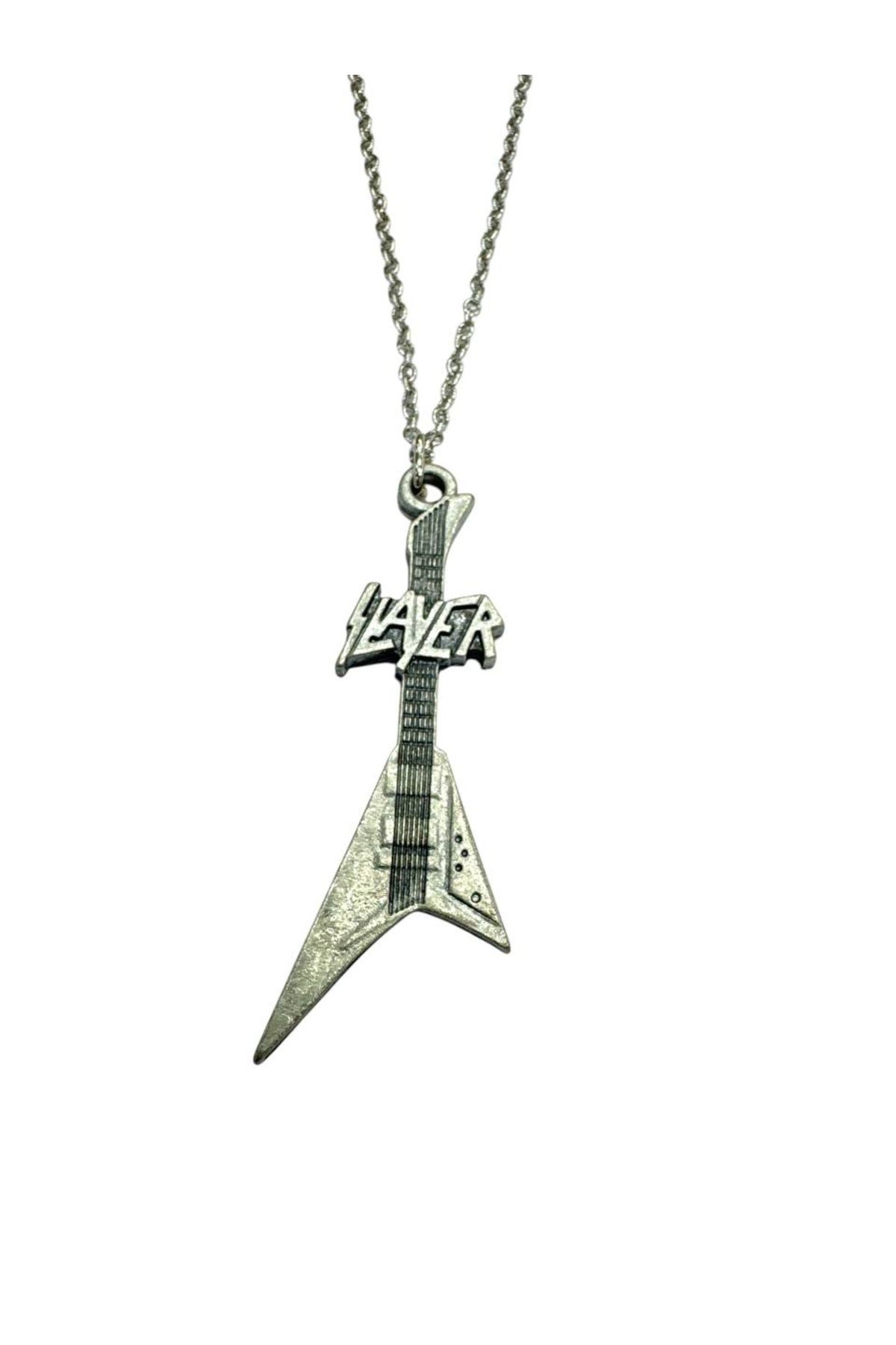 Herşey Nota Slayer Thrash Metal Grubu Logolu Zincir Kolye – Unisex Aksesuar 60 cm