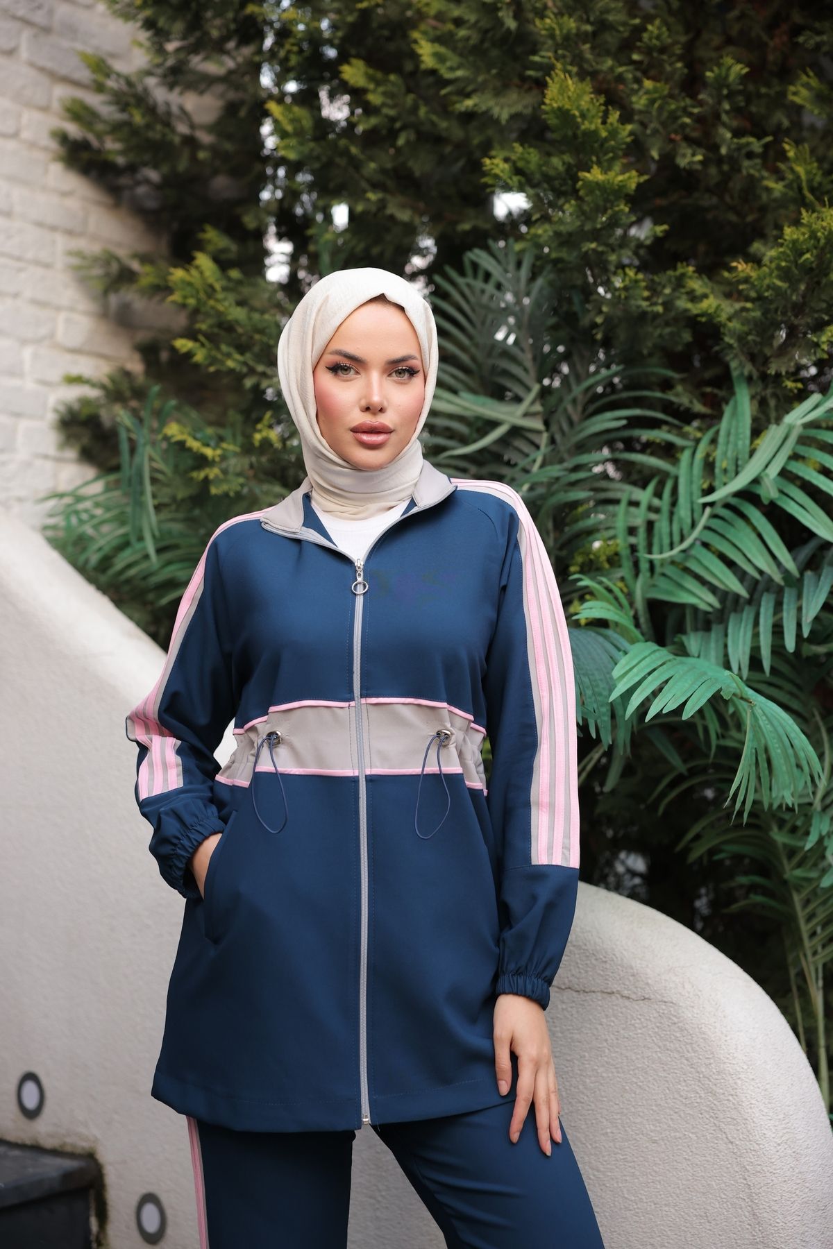 Ryzi Moda Kadin Tesettür Eşofman Takımı Fermuarlı Ikili Takımı