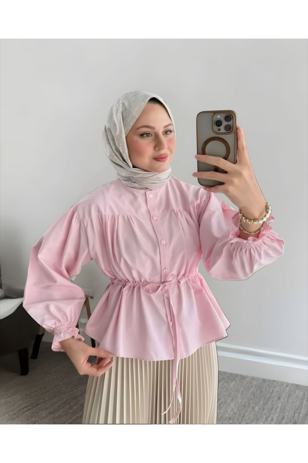 MODA Belden Büzgülü Etek Üstü Gömlek