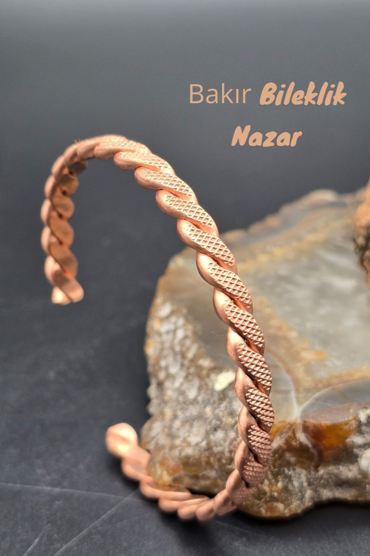 NBS Beautiful Naturel Stones Saf Bakır Bileklik Ayarlanablir Kadınlar Ve Erkekler İçin
