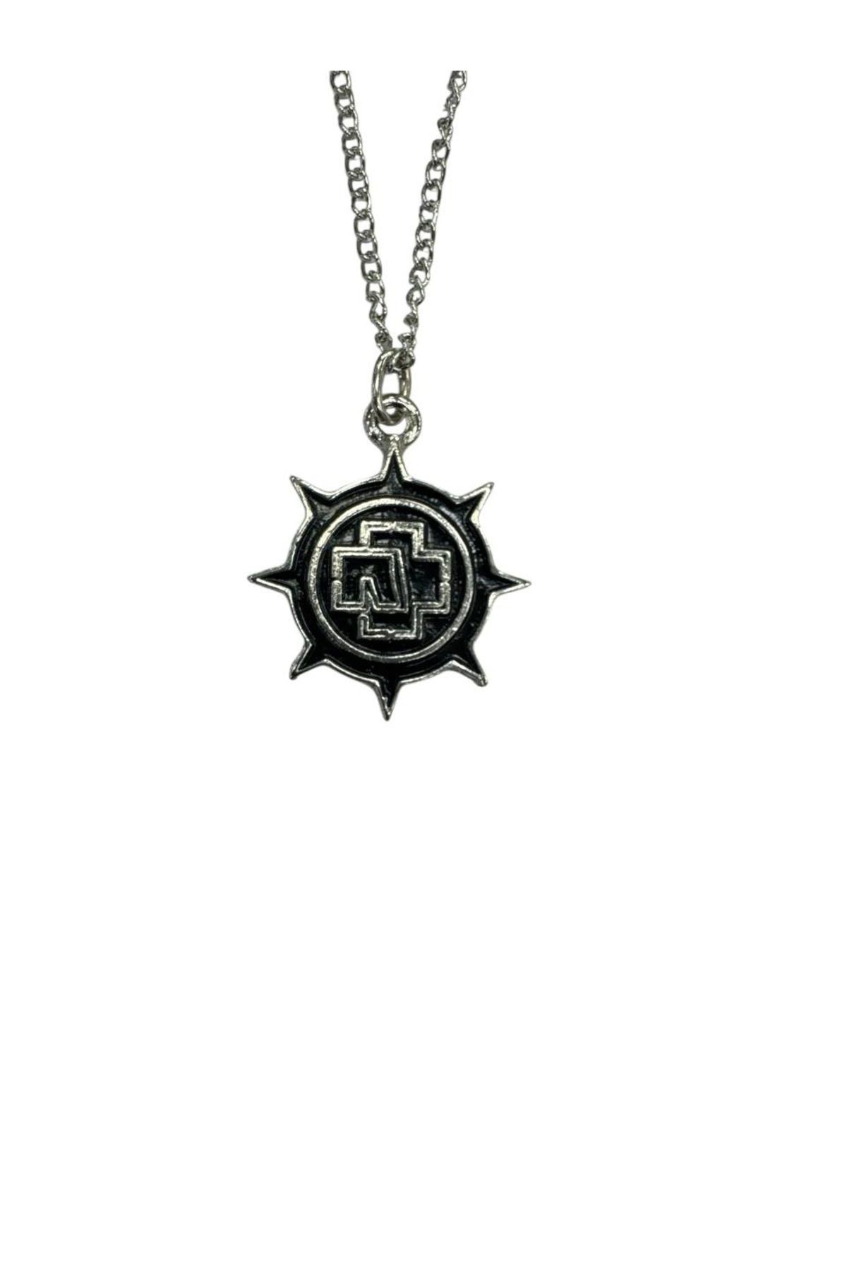 Herşey Nota Rammstein Rock Grubu Yuvarlak Logolu Kolye – Unisex - 60 cm