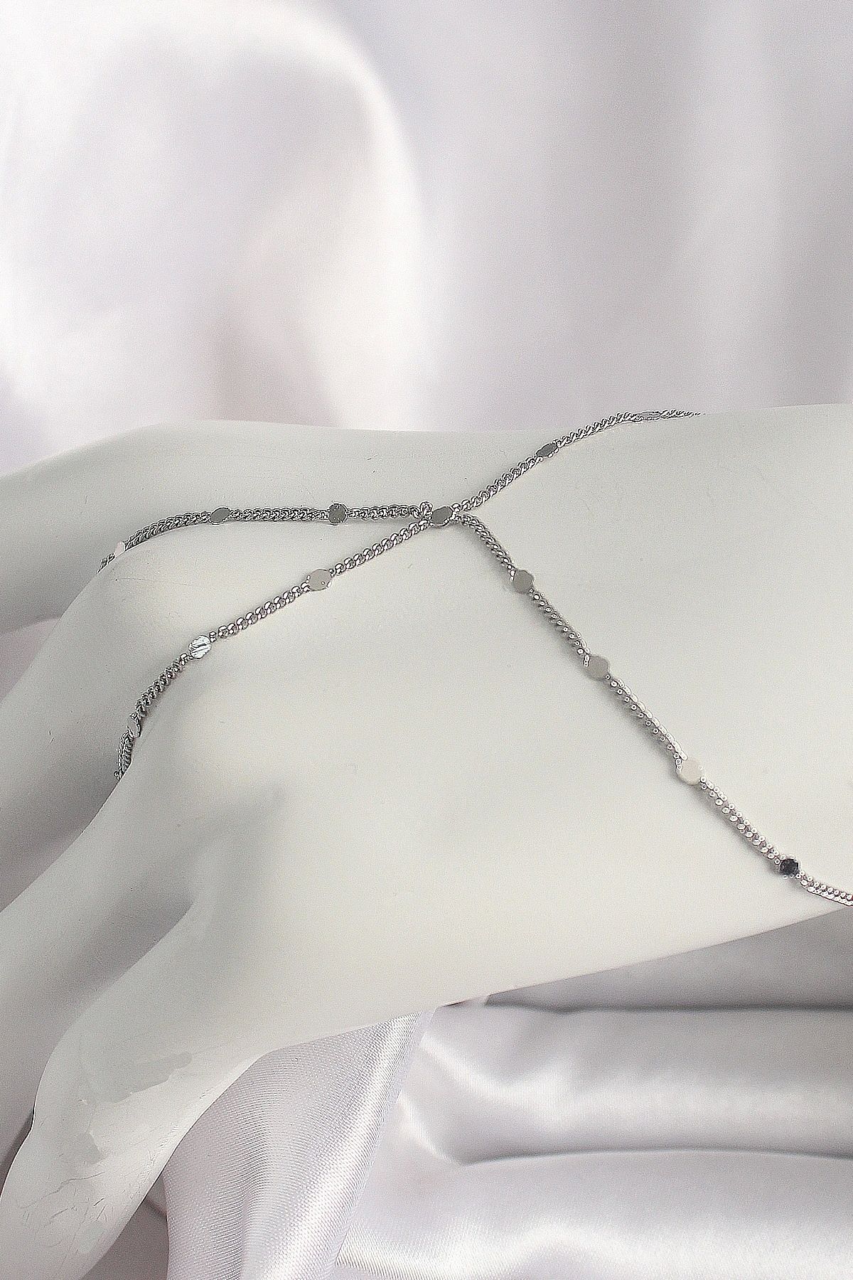 OurStyles Pirinç Gümüş Renk Pul Detaylı Kadın Şahmeran - TJ-SN618