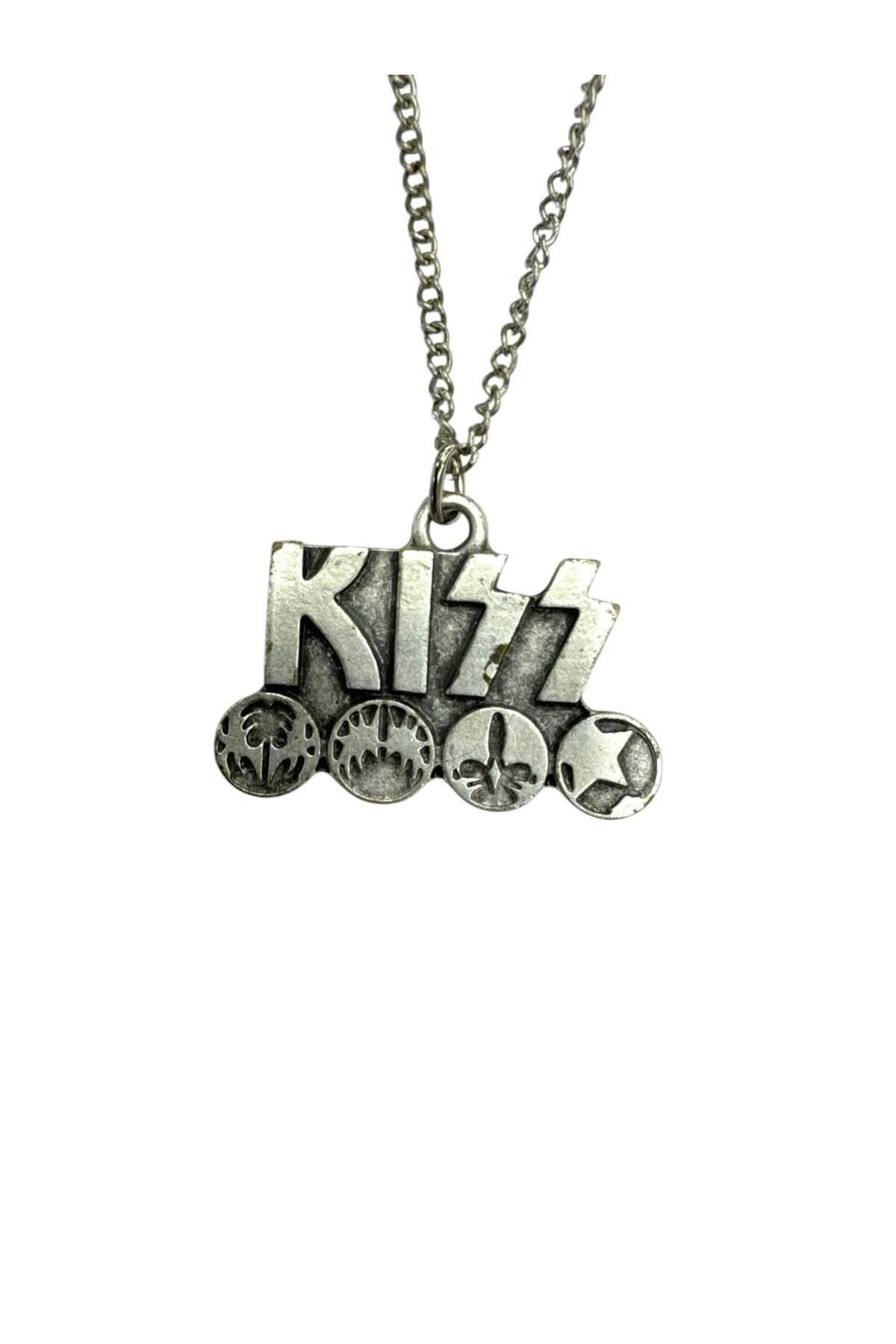Herşey Nota KISS Rock Metal Grup Zincir Kolye – Unisex Aksesuar - 60 cm