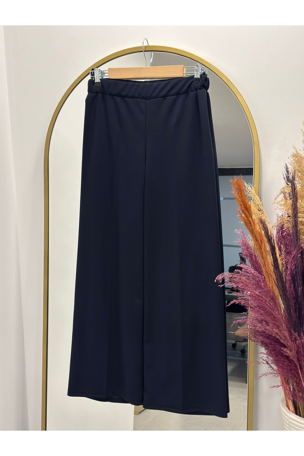 MİHRA STORE Çağla Geniş Paça Skuba Kumaş Pantolon-MT1354 Lacivert