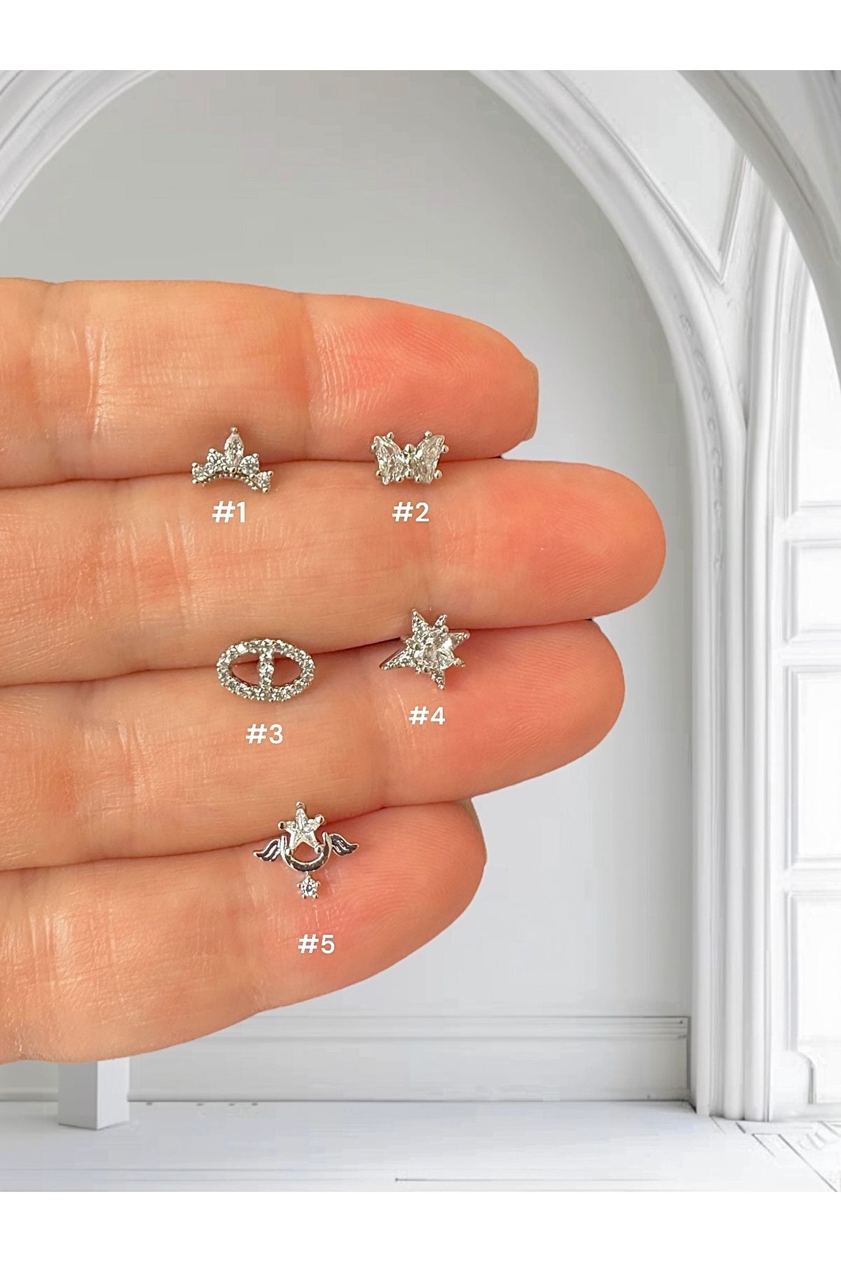 My Bellas Jewels Cerrahi Çelik Tragus Piercing, Helix, Flat, Conch, Lobe (1 Adet Seçenekli)