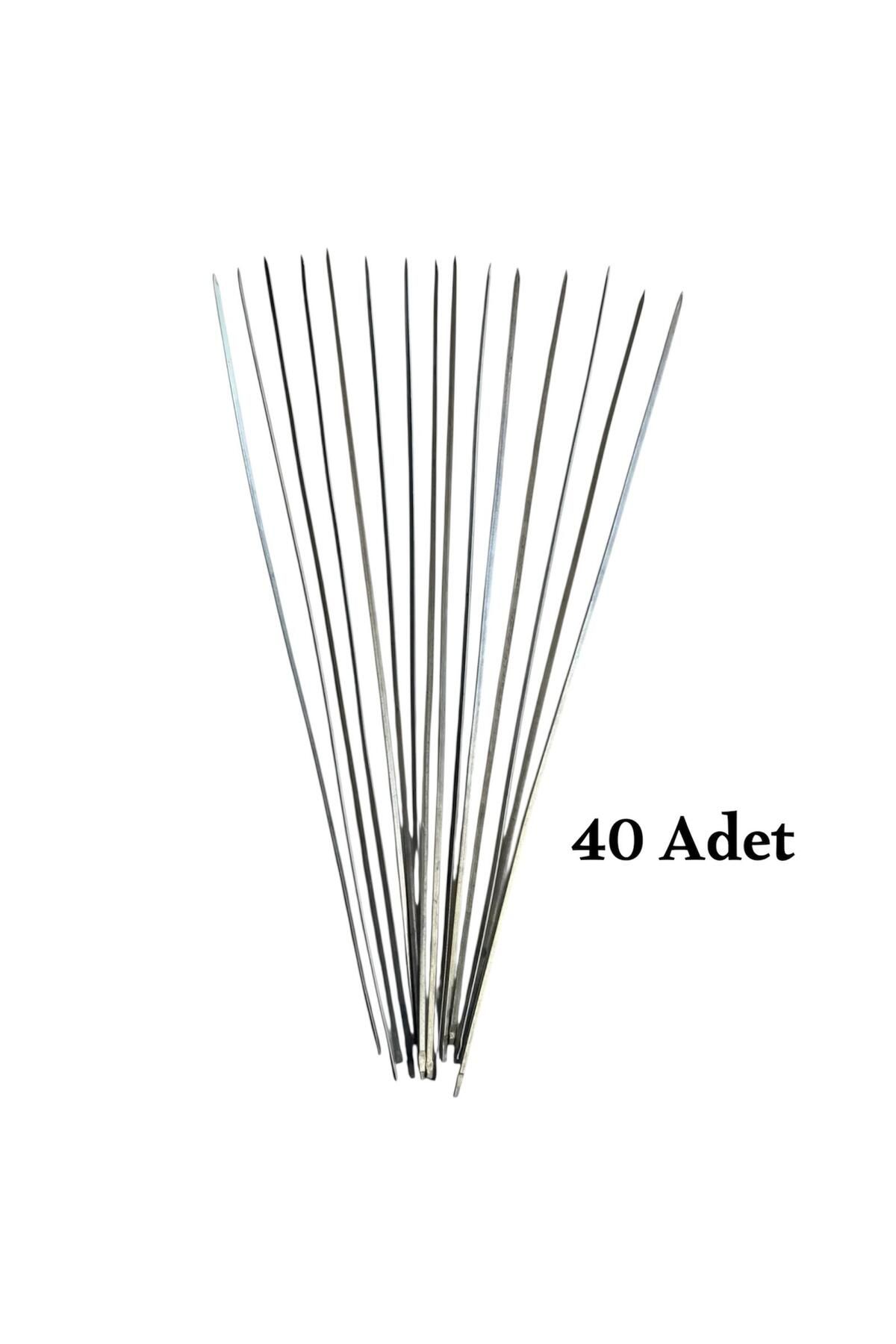 YILMAZNARGİLE Ciğer Şişi 40 Adet 55 cm ,Et Mangal Yassı şiş (uzunluk 55 cm ),Mangal Aksesuarı Kebap,Ciğer,Kuşbaşı