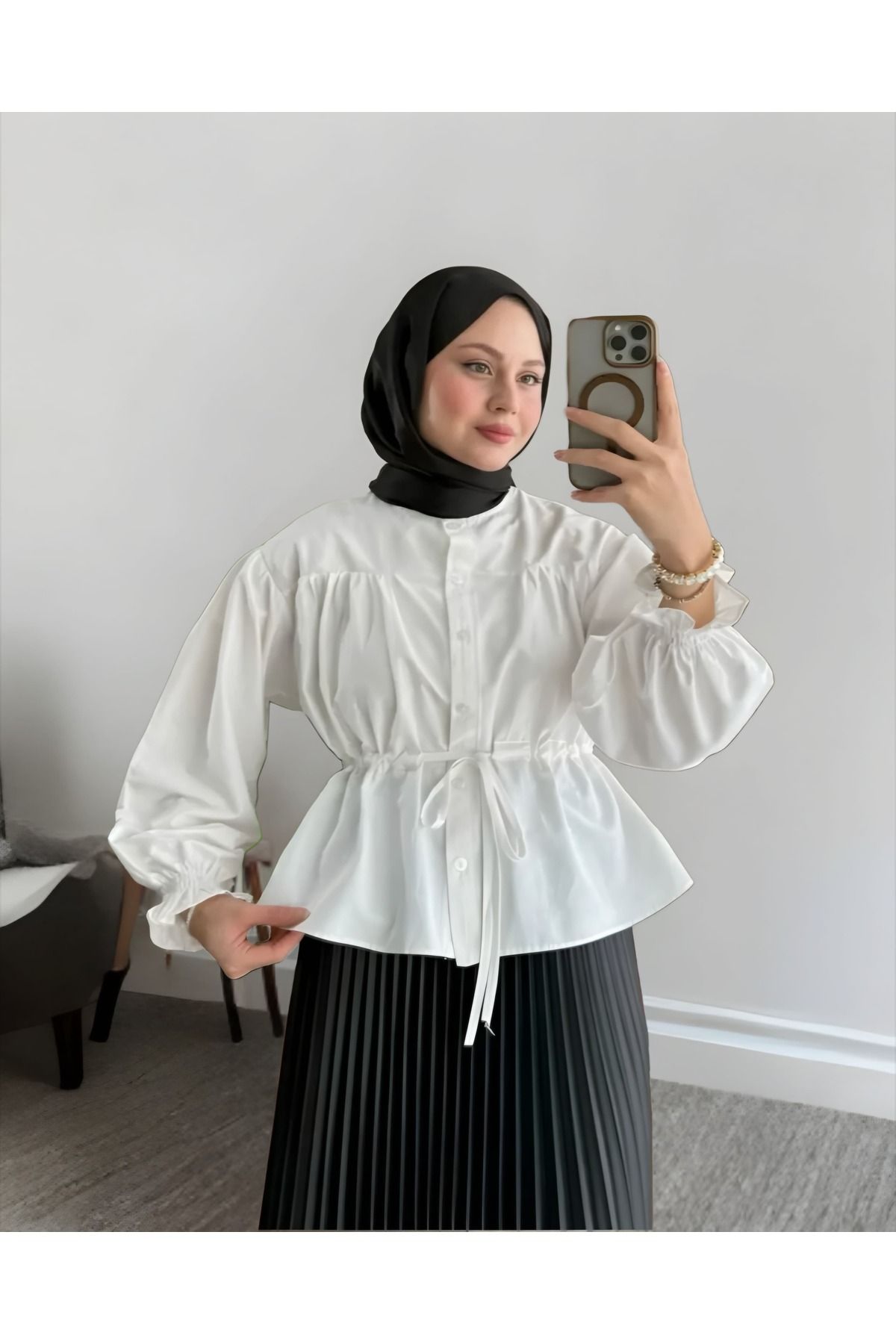 MODA Belden Büzgülü Etek Üstü Gömlek