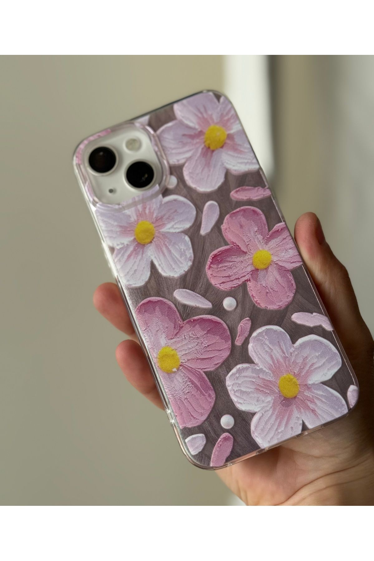 FİŞNEİLETİŞİM İPHONE 14 PLUS/15 PLUS UYUMLU ÇİÇEK DESENLİ HOLOGRAMLI KILIF