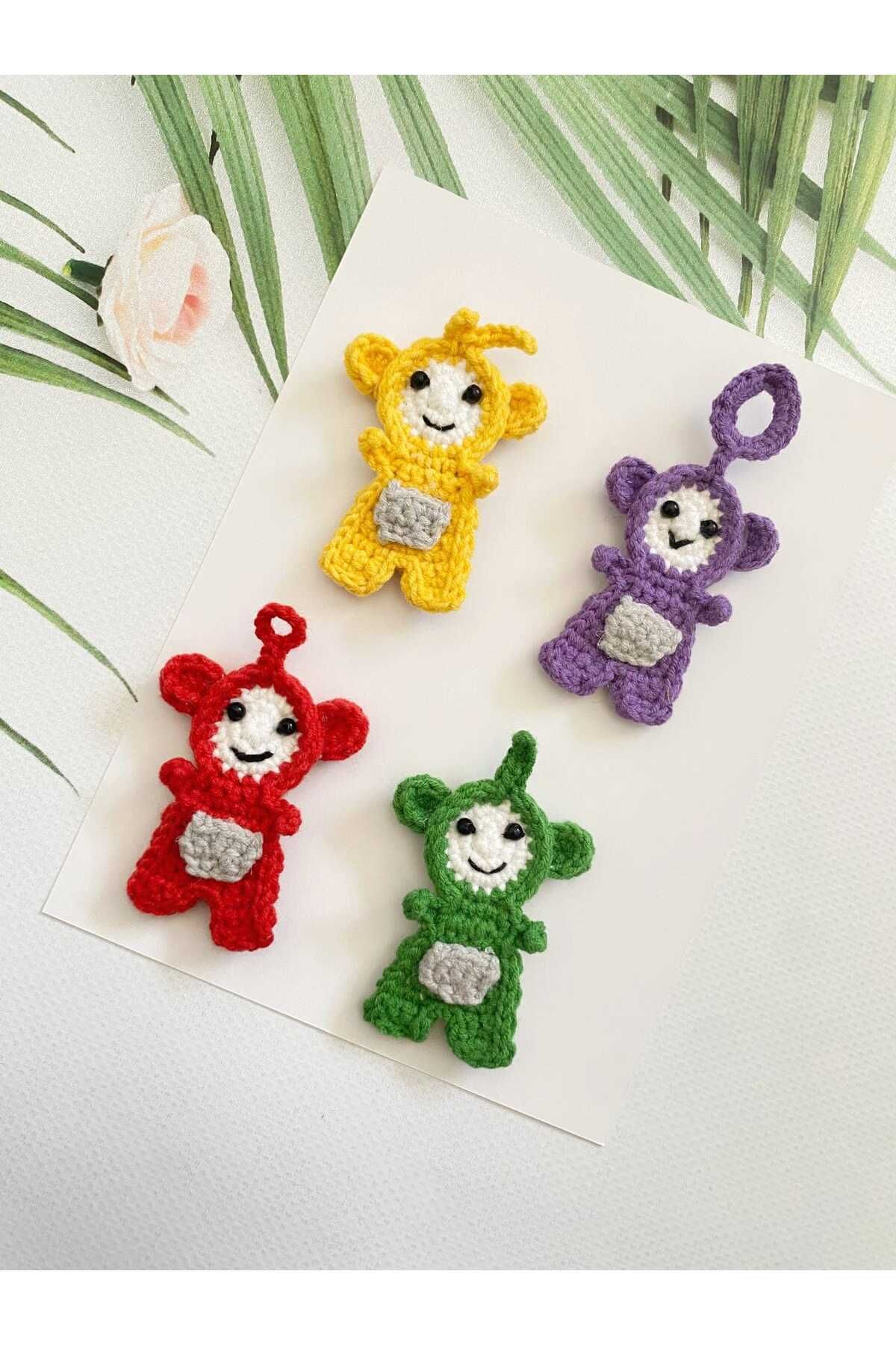 Kadın Girişimciler Atölyesi Teletubbies Set Tinky-winky, Dipsy, Laa Laa, Po Çizgi Film Karakterleri 4'lü Yenidoğan Bebek Tokası