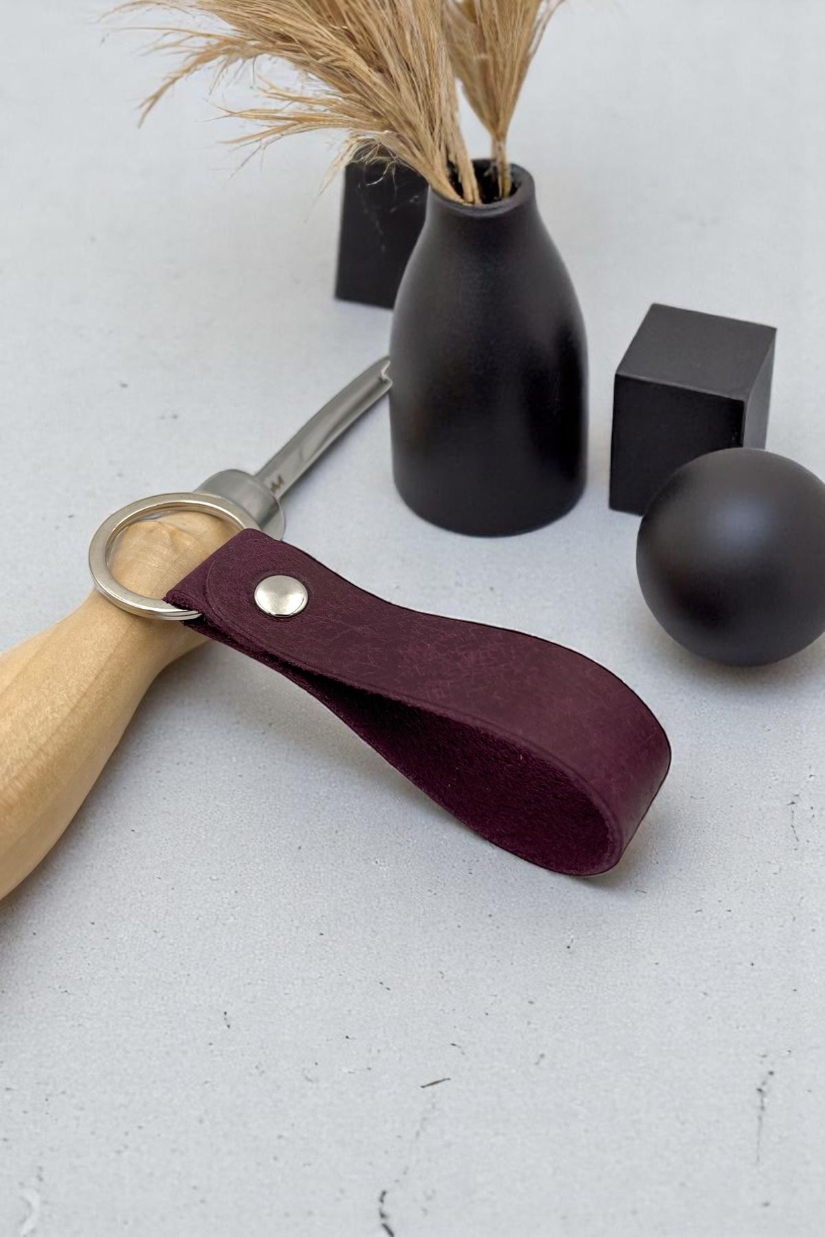 pepuza Hakiki Deri Artisan Series Anahtarlık Mor - Özelleştirilebilir
