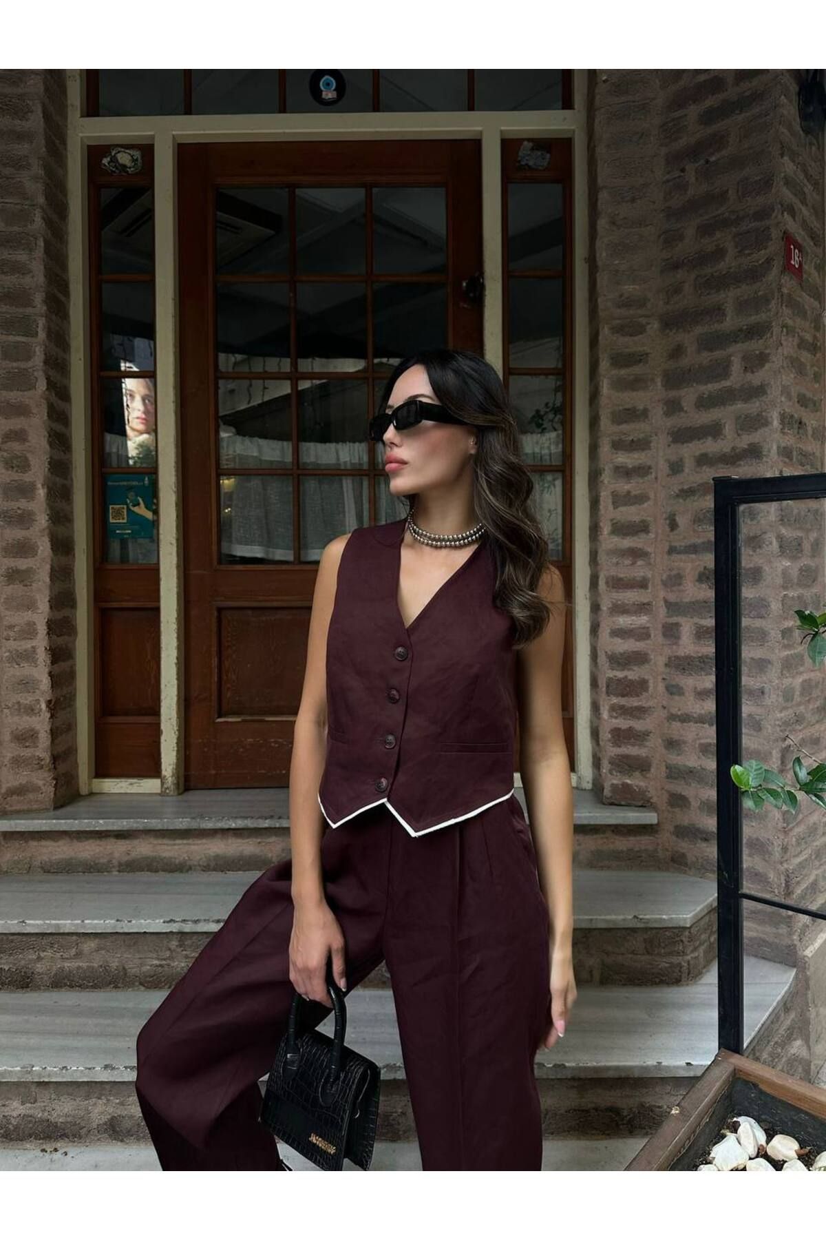 Hotfashion Biye Detaylı Yelek Pantolon Takım