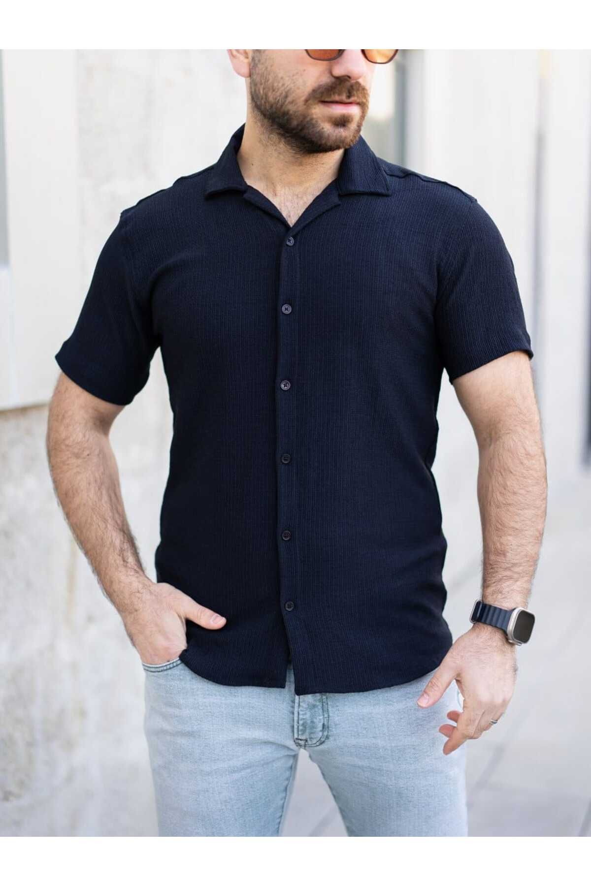 thekaplan GOFRE BÜRÜMCÜK KISA KOL REGULAR GÖMLEK