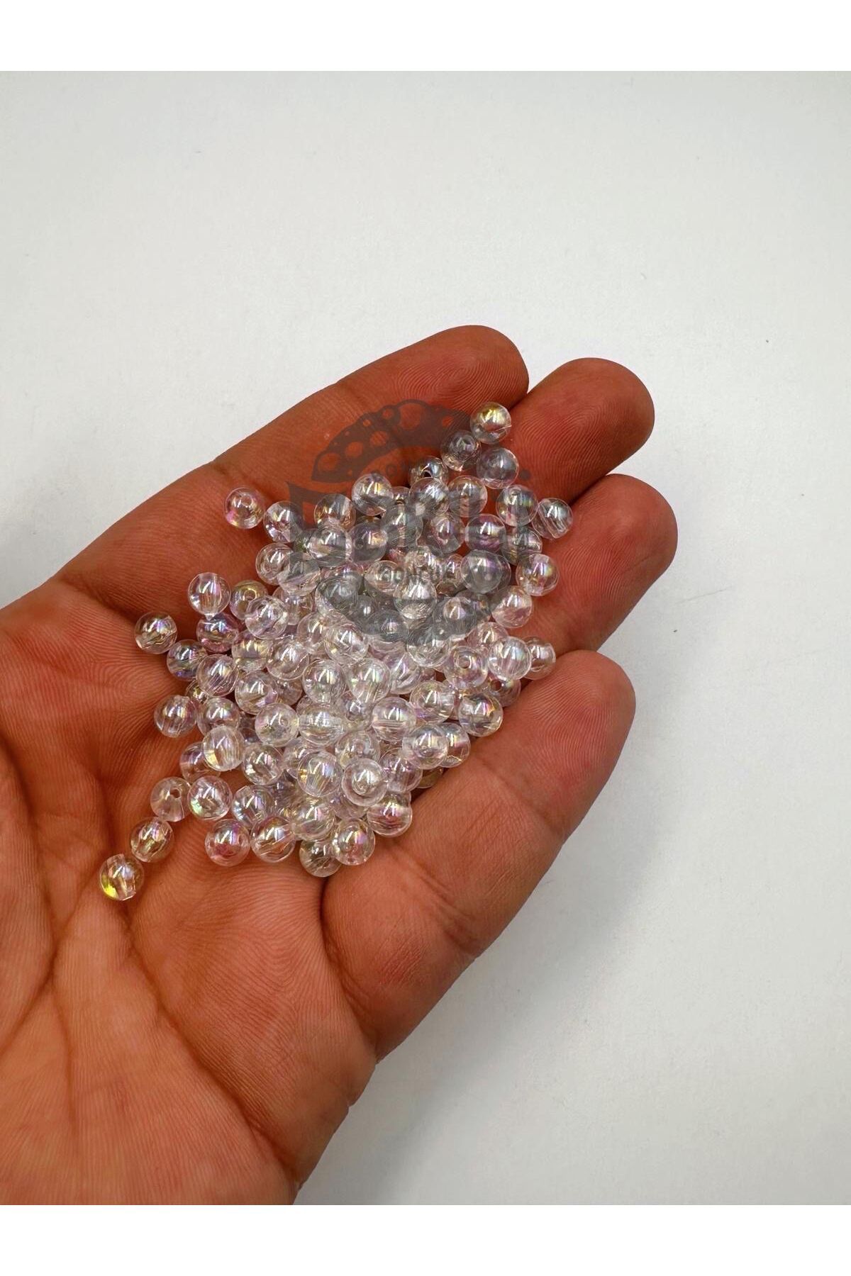 E.B EBRULİ BONCUK 6 mm Şeffaf Akrilik Boncuk Delikli Boncuk Takı Yapımı Bead (50 gram)